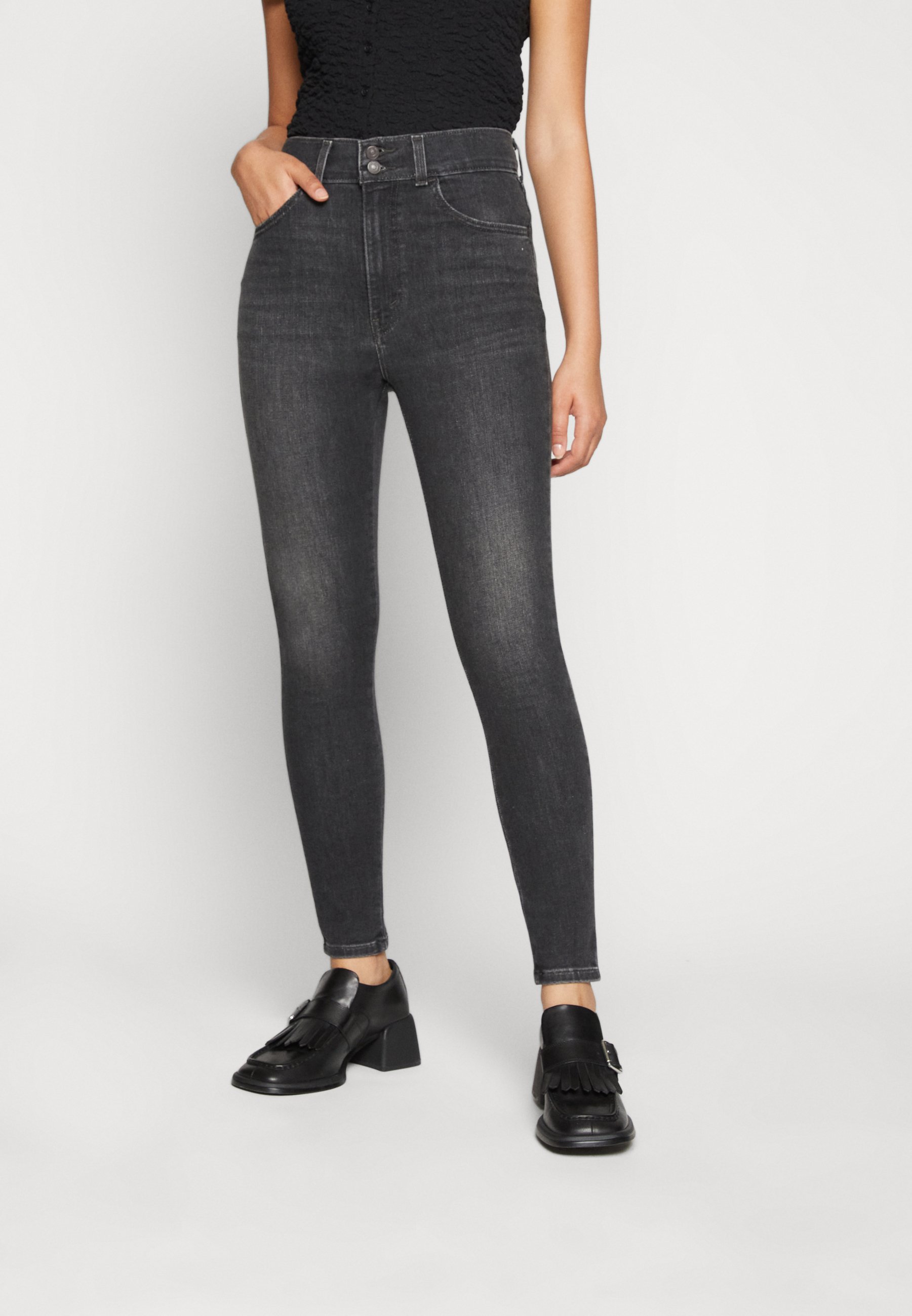 Levi's® RETRO HIGH SKINNY DOUBLE BUTTON - Jeans Skinny Fit - real time/black denim