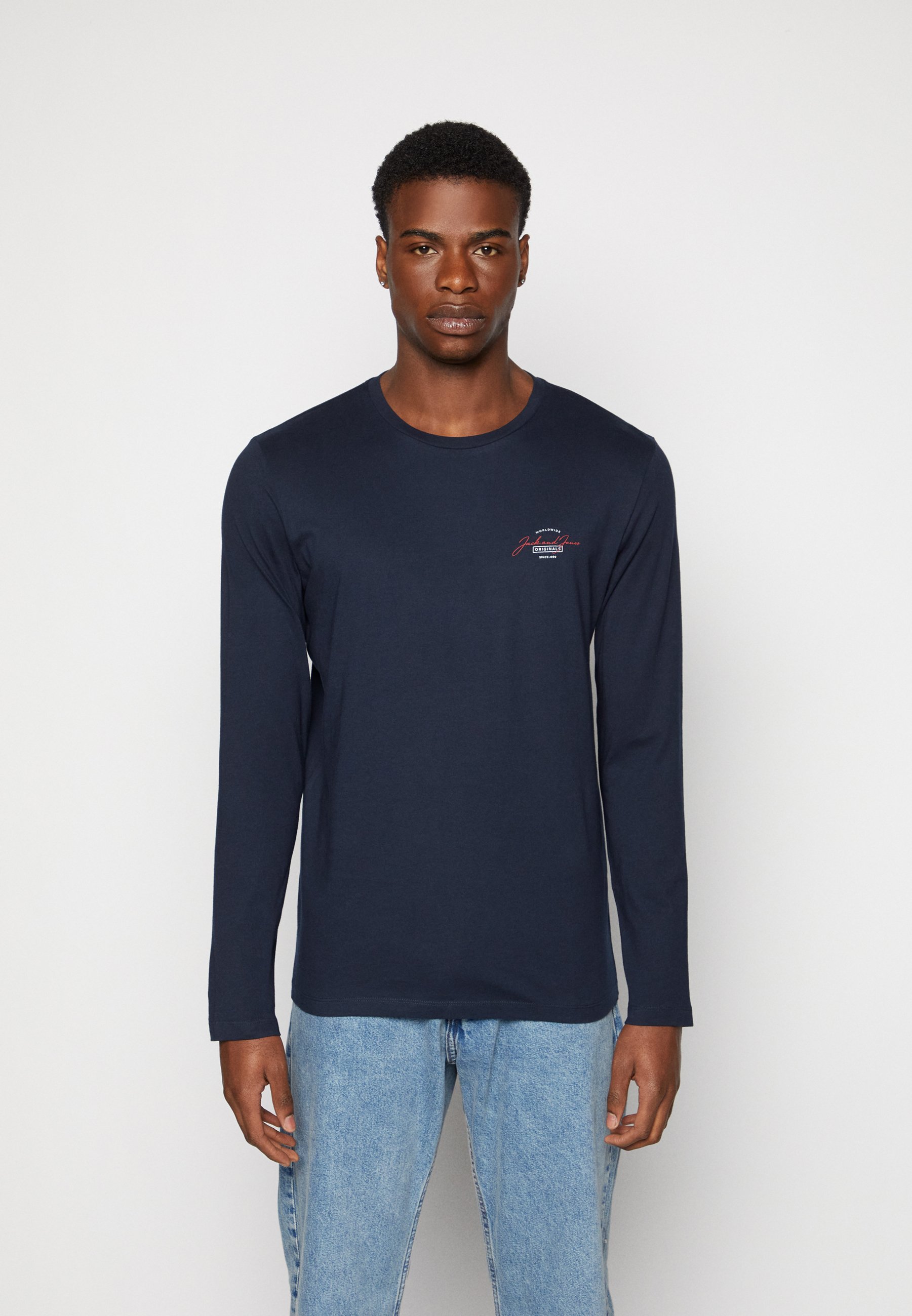 Jack &Jones JORFERRY LONGSLEEVE CREW NECK  - Long sleeved top - navy blazer/dark blue