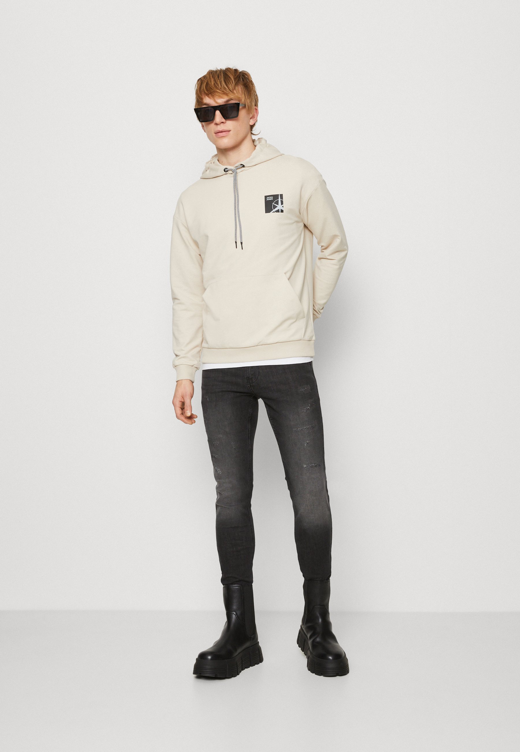 Jack &Jones JCOFILO HOOD - Hoodie - moonbeam/off-white