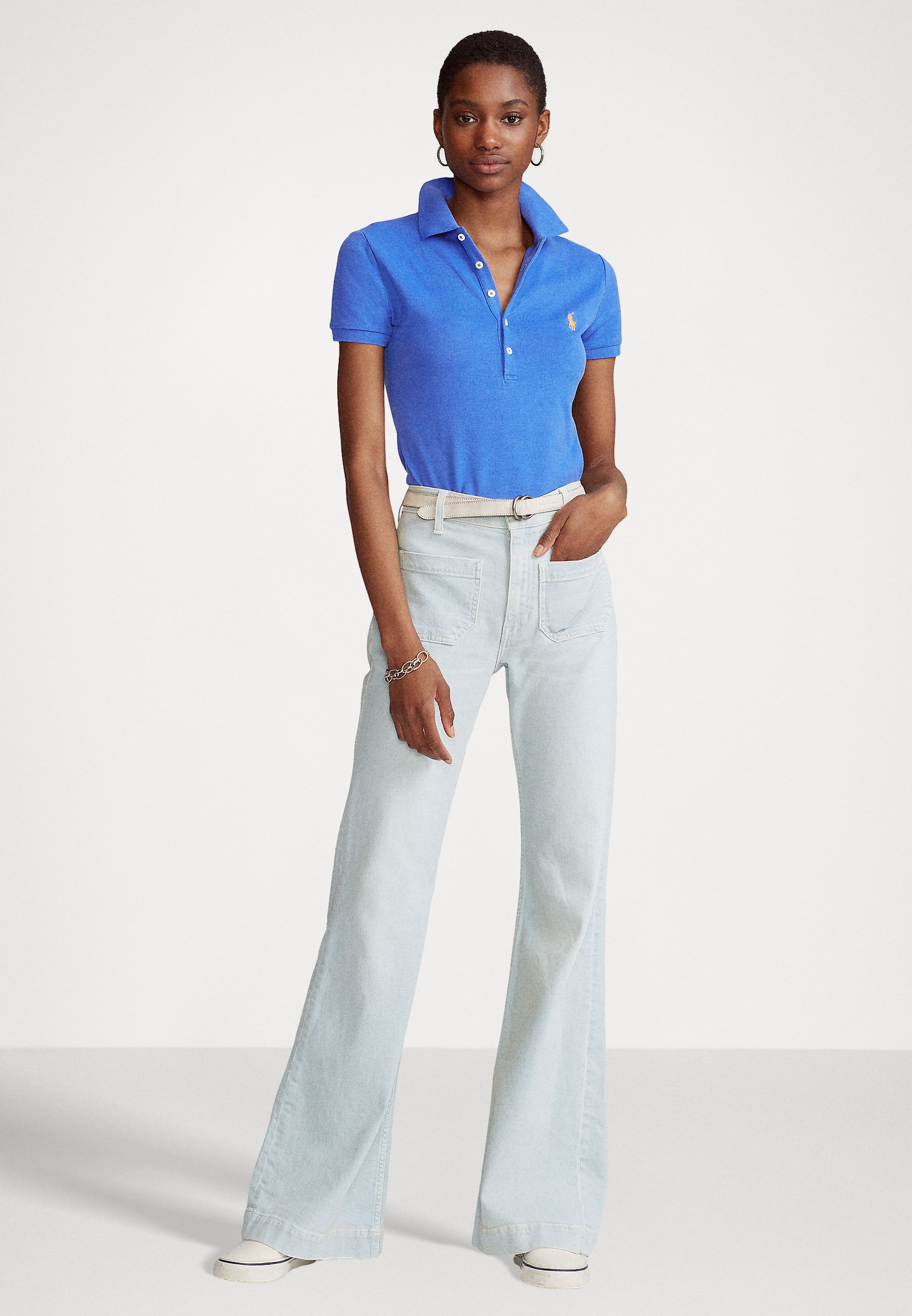 Polo Ralph Lauren JULIE SLIM SHORT SLEEVE - Polo shirt - new iris blue/blue