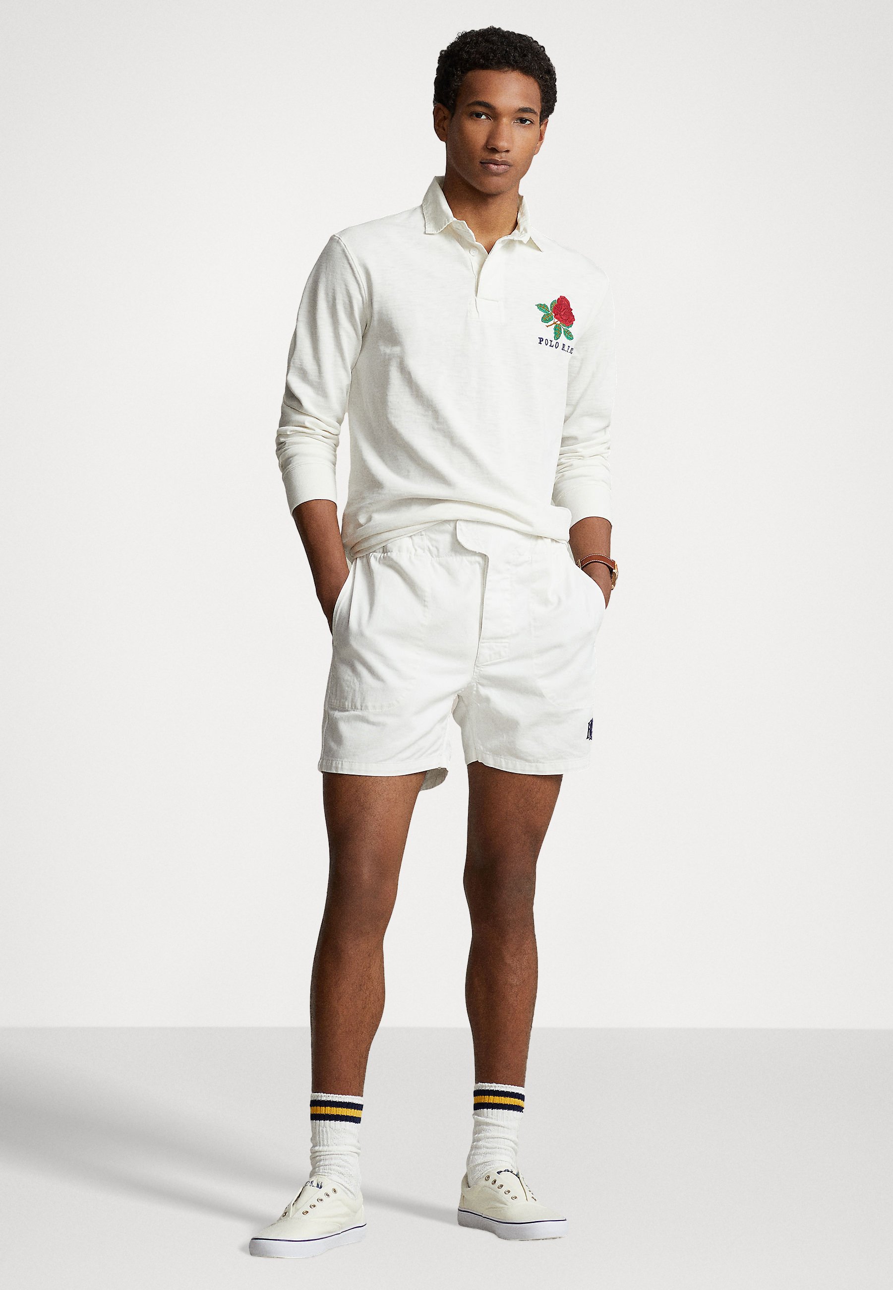 Polo Ralph Lauren LONG SLEEVE RUGBY - Polo shirt - deckwash white/white