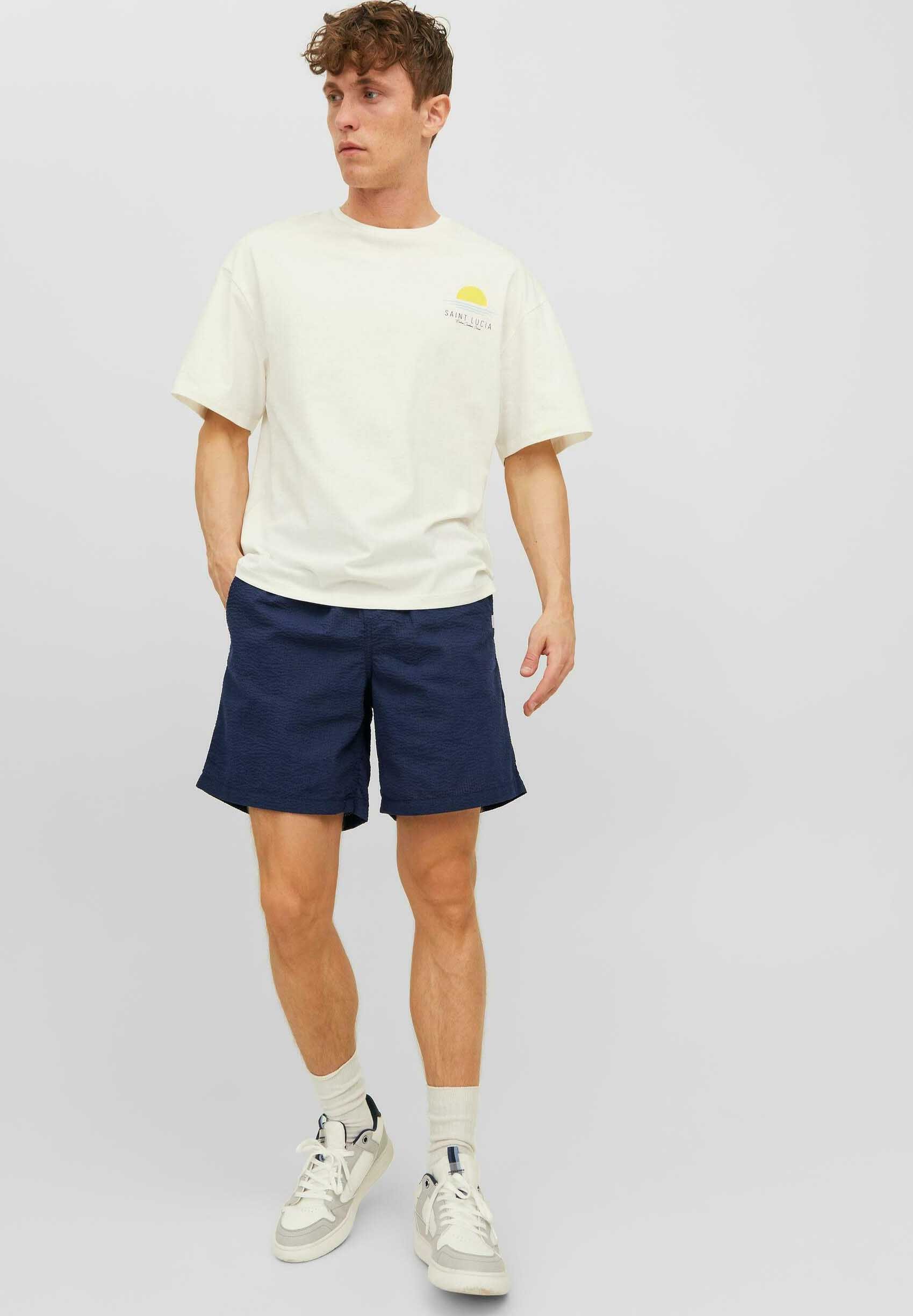 Jack &Jones JPSTJEFF SEERSUCKER DEK SN - Shorts - navy blazer/dark blue