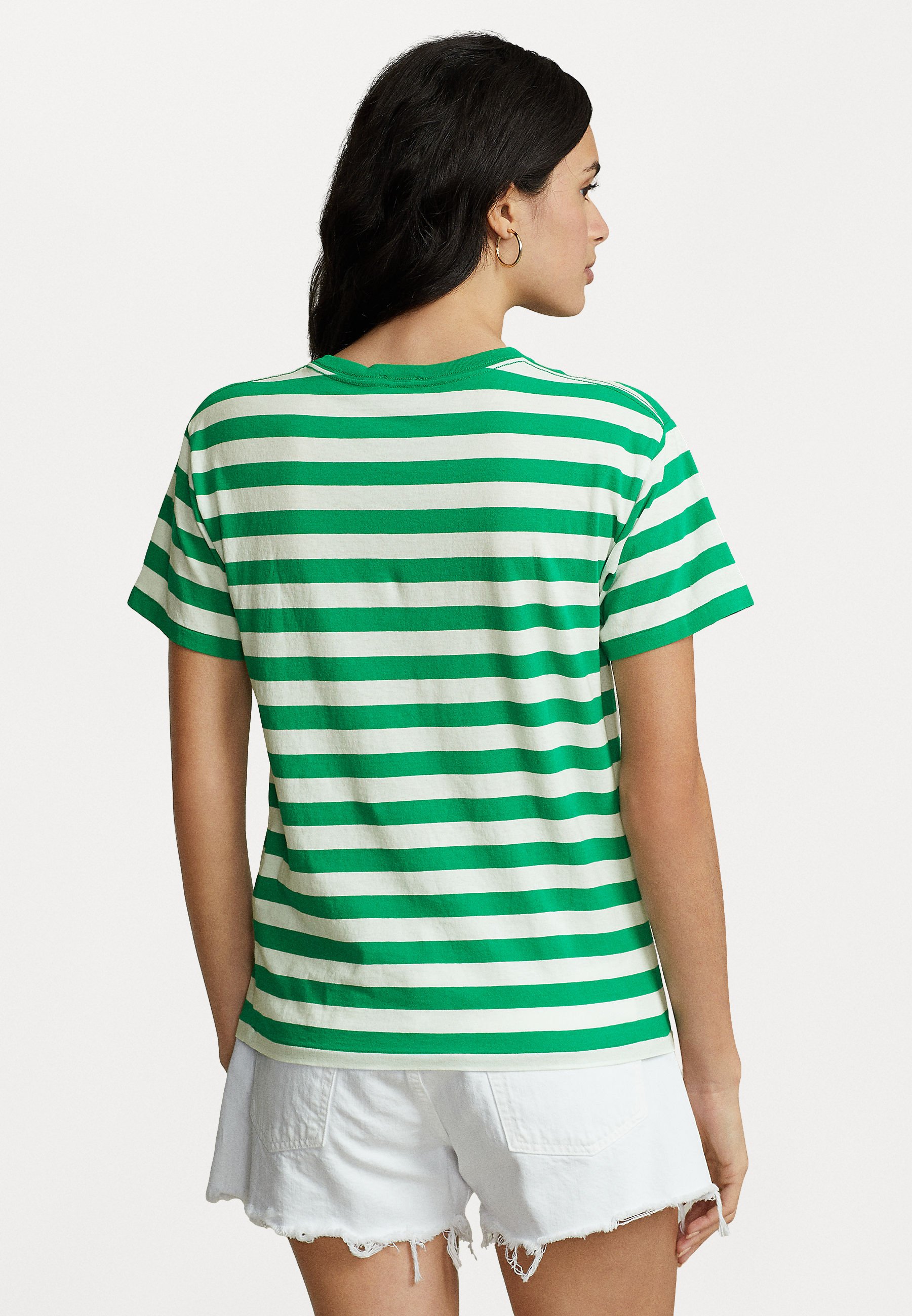 Polo Ralph Lauren STRIPE SHORT SLEEVE - Print T-shirt - billiard/white/green