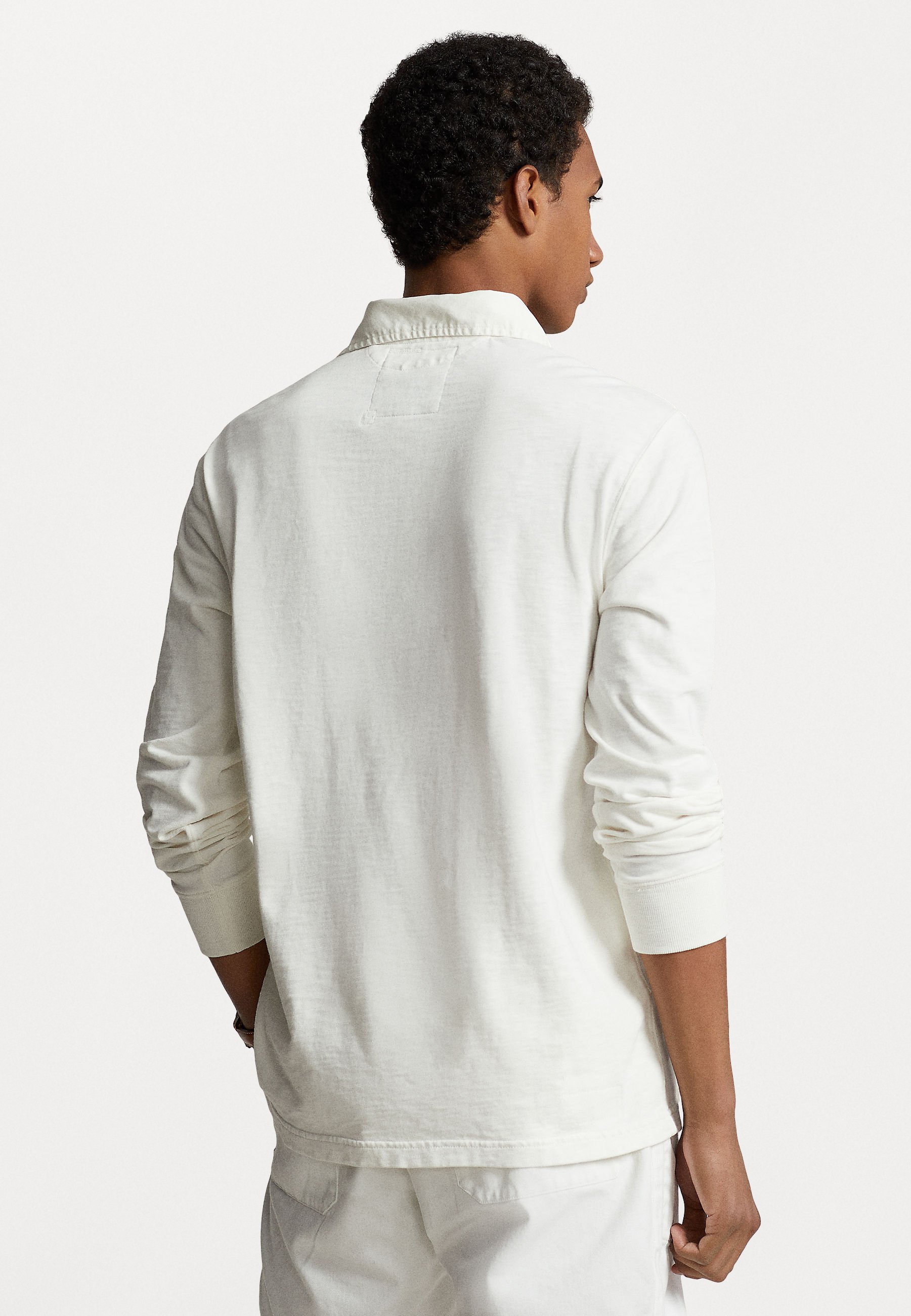 Polo Ralph Lauren LONG SLEEVE RUGBY - Polo shirt - deckwash white/white