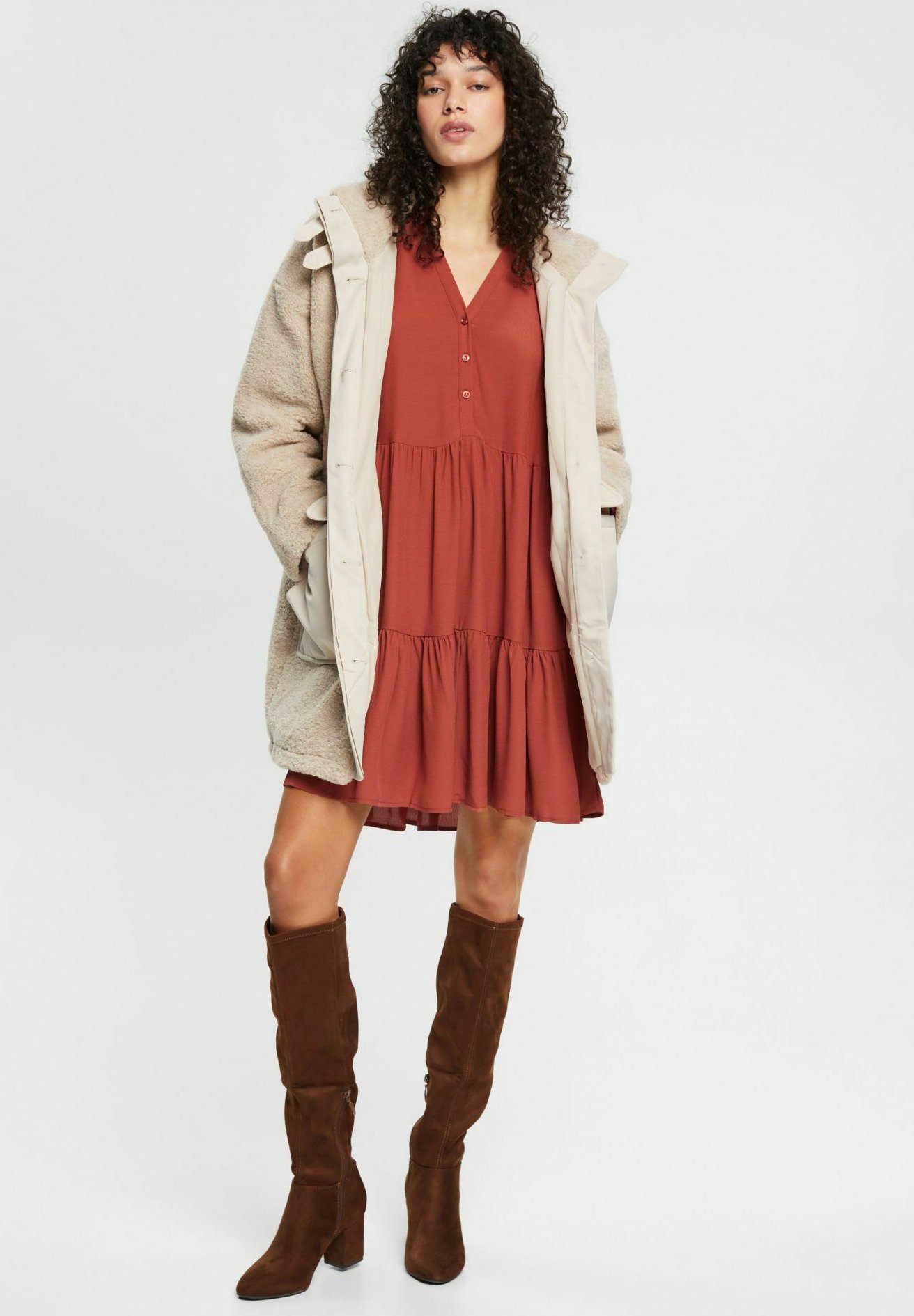 Esprit LIGHT WOVEN - Day dress - terracotta/mottled brown