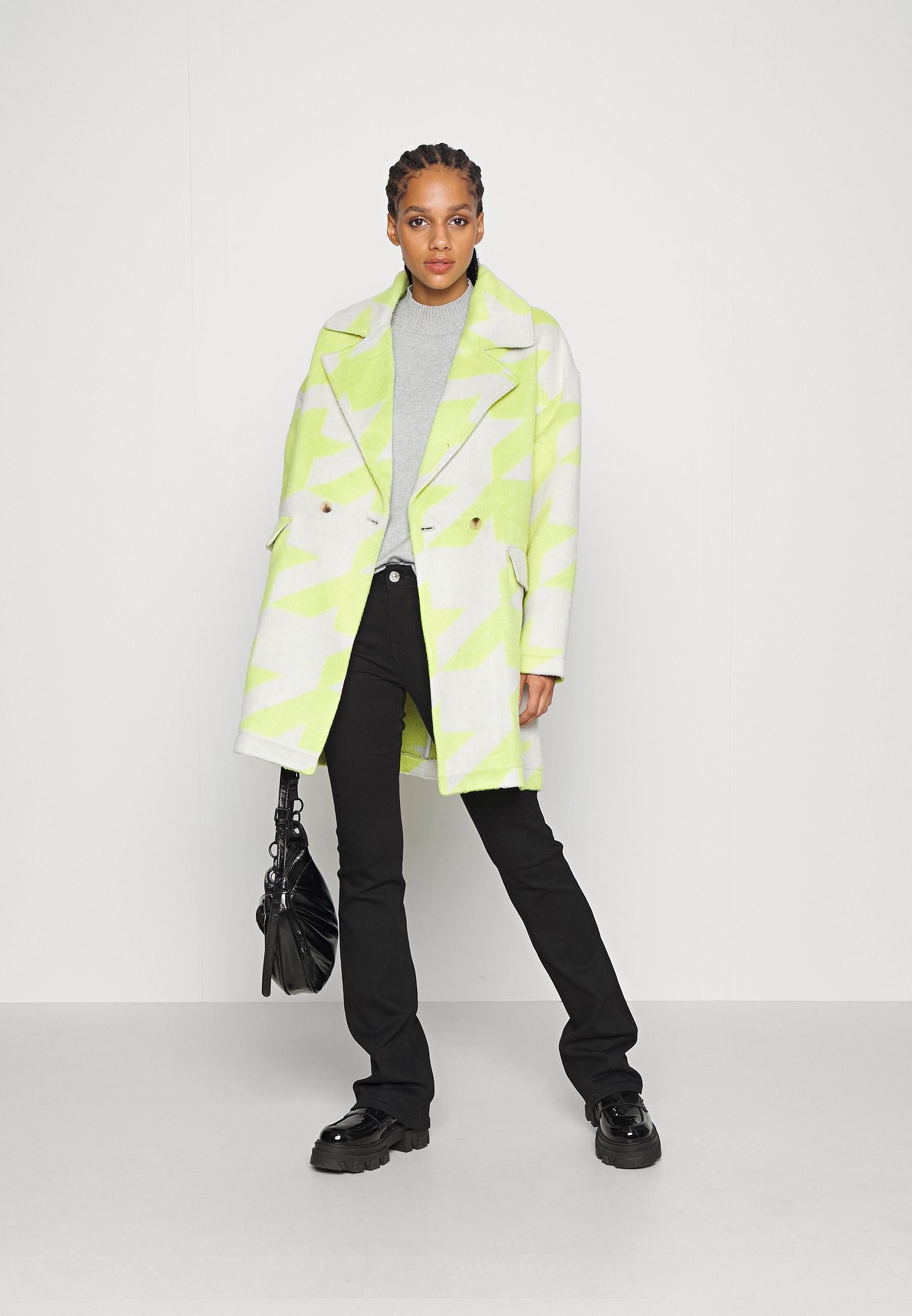 ONLY ONLLOOP HOUNDSTOOTH SHACKET - Classic coat - whitecap gray/yellow plum/off-white