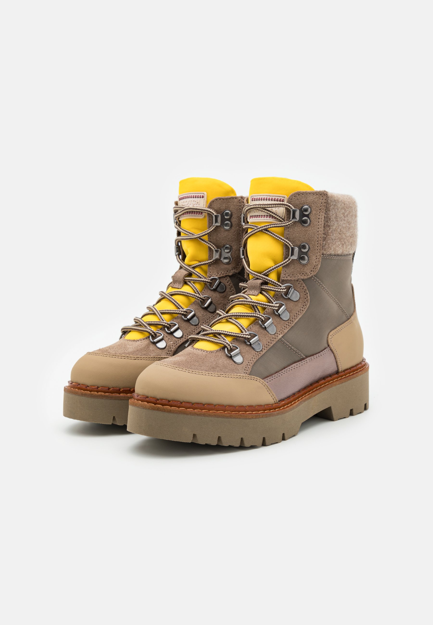 Scotch & Soda OLIVINE - Lace-up ankle boots - taupe/yellow/taupe