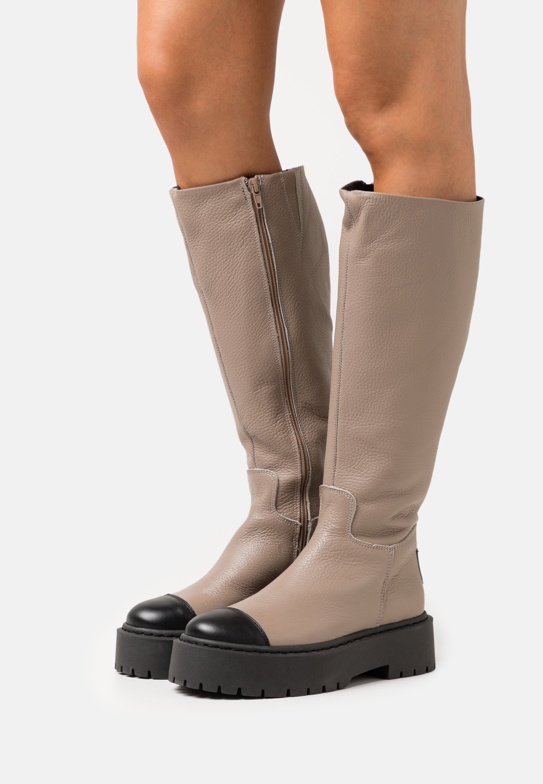 Steve Madden GABI - Platform boots - greige/black/beige
