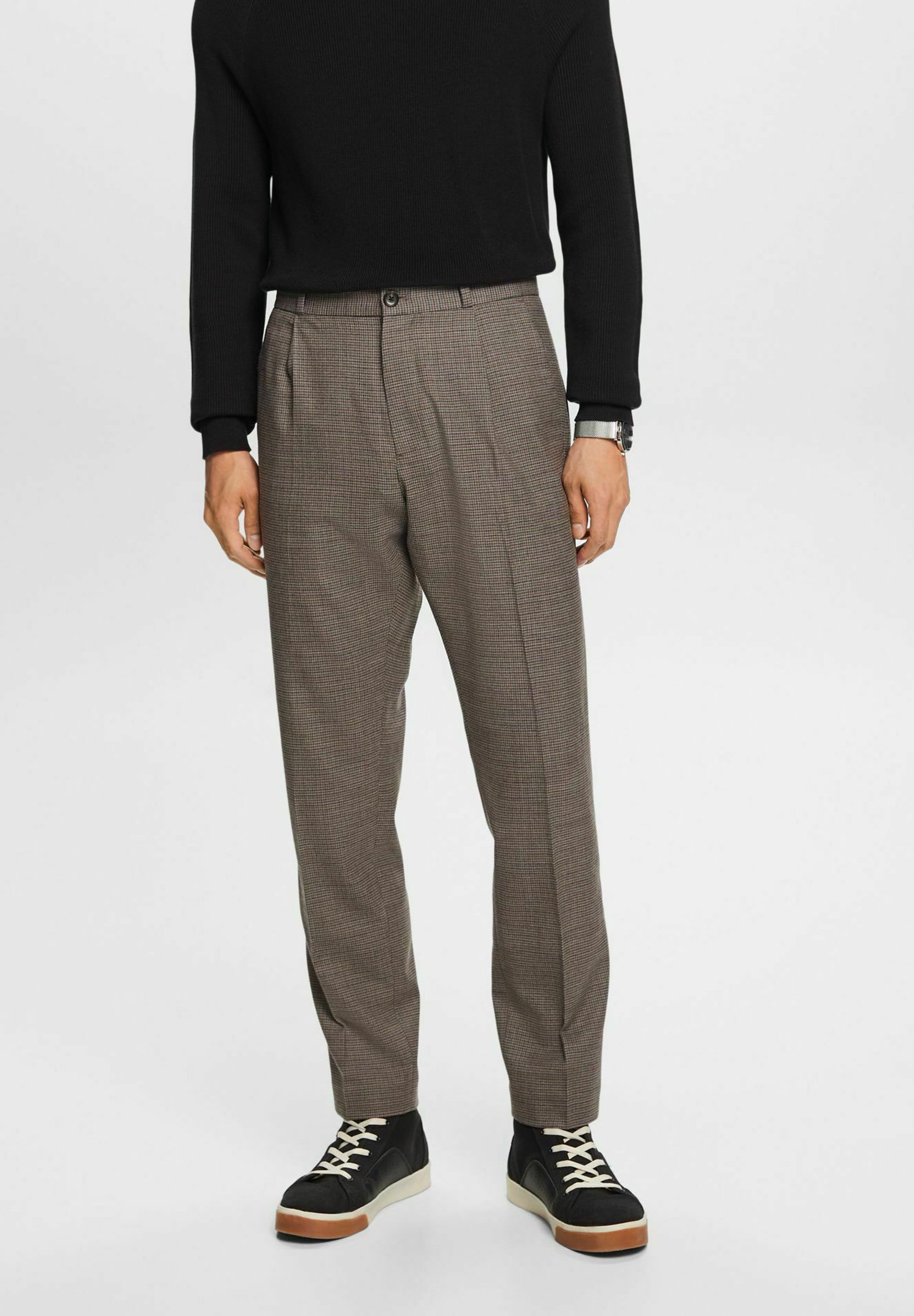 Esprit MIT HAHNENTRITTMUSTER - Chinos - brown grey/brown