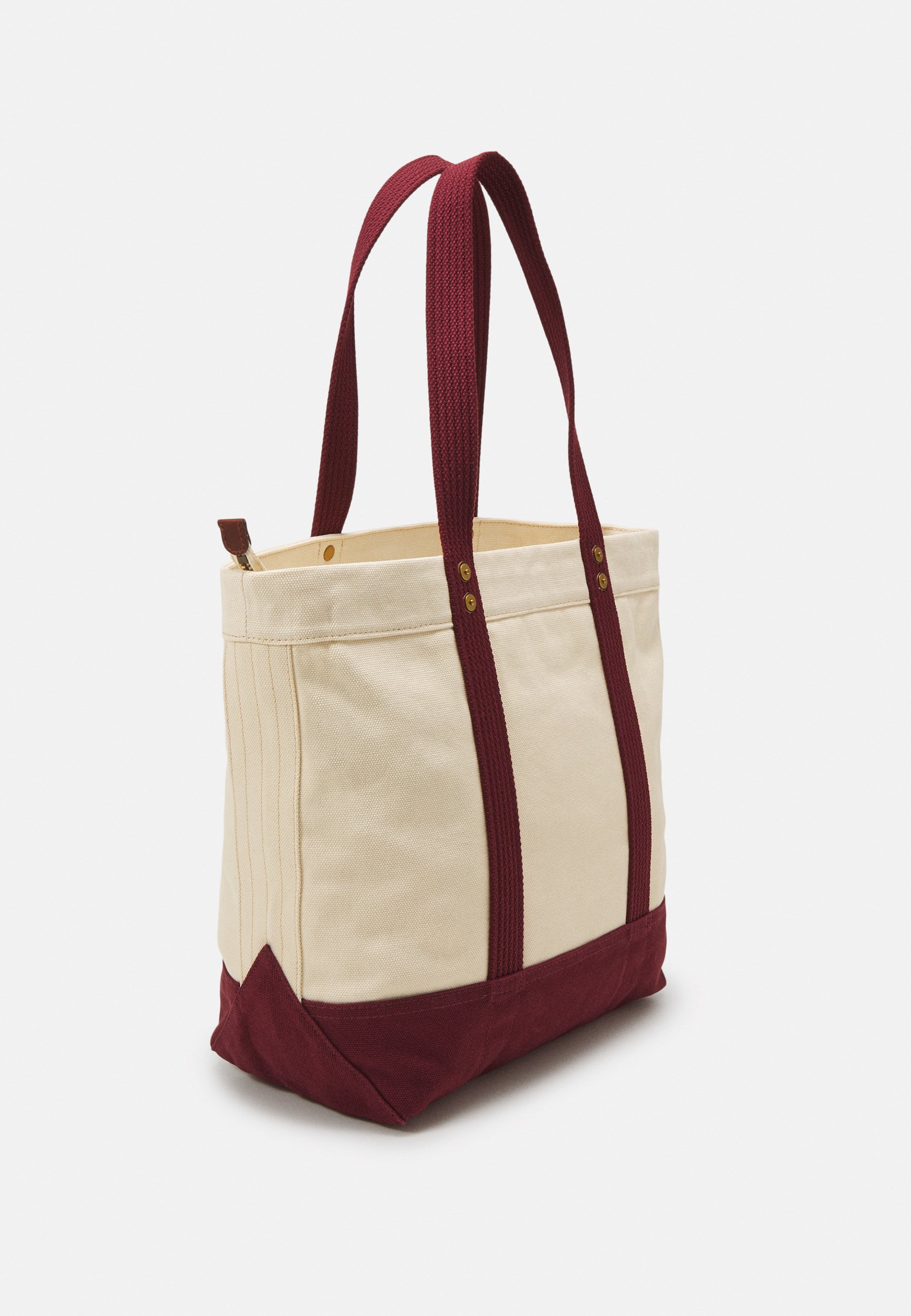Polo Ralph Lauren TOTE MEDIUM - Handbag - ecru/deep burgundy/beige