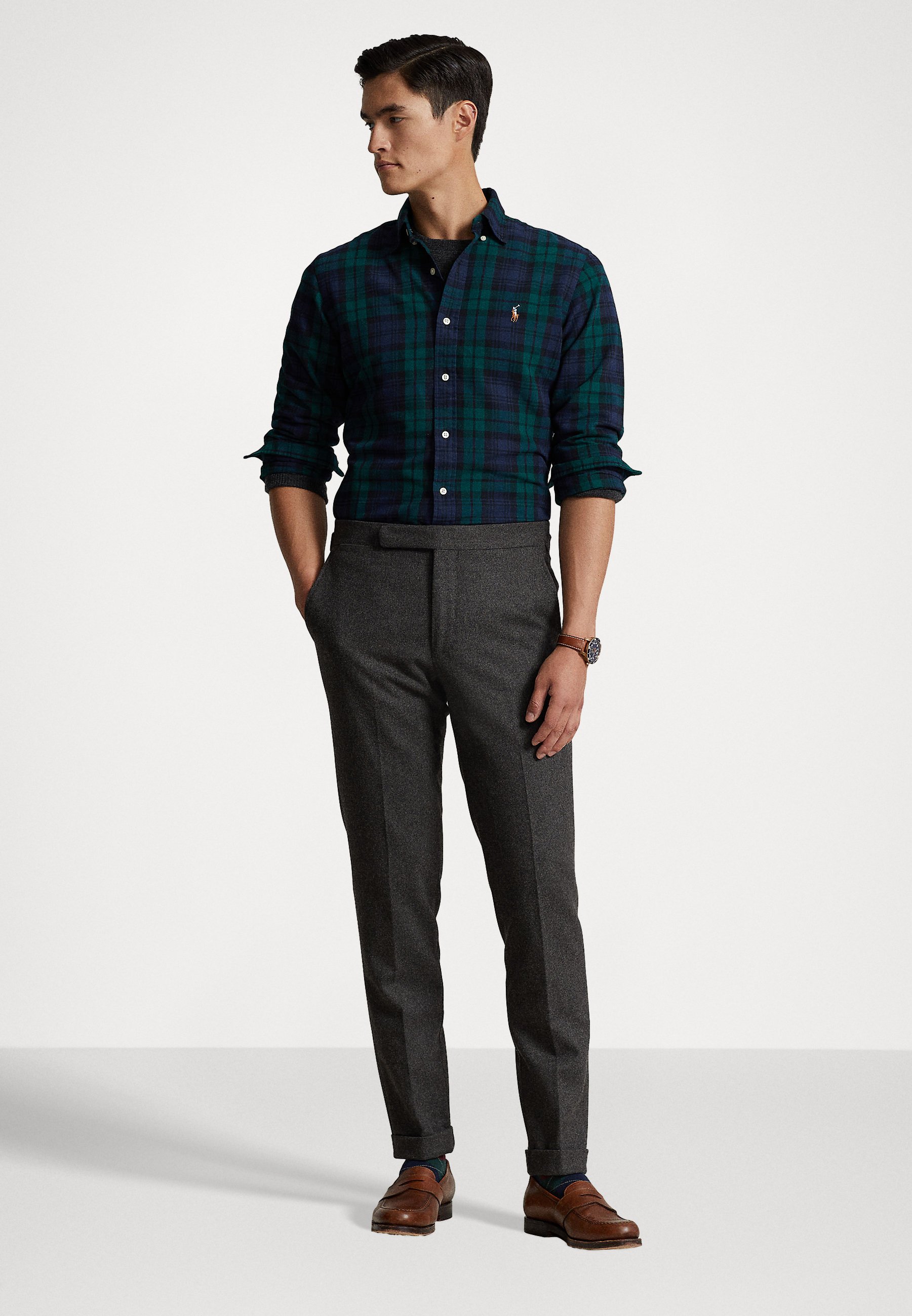 Polo Ralph Lauren LONG SLEEVE SPORT SHIRT - Shirt - navy/green multi/dark green