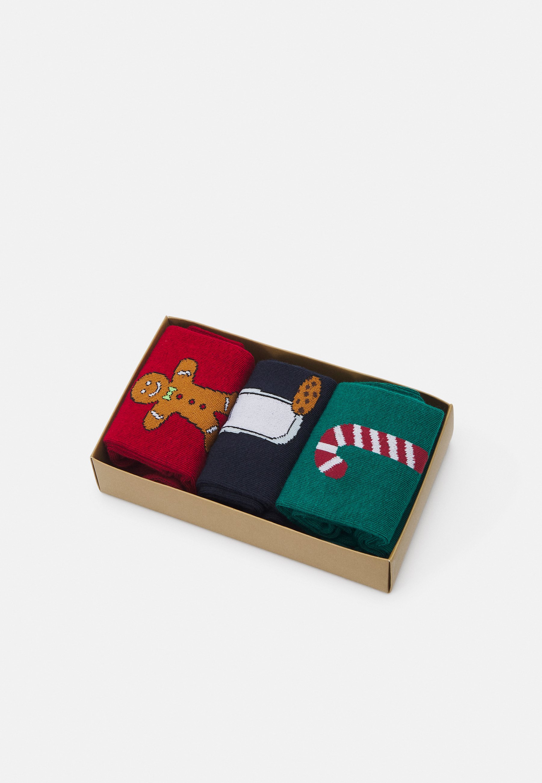 Jack &Jones JACXMAS COMFORT FOOD SOCKS GIFTBOX 3 PACK - Socks - rio red/navy blazer/aventurine/dark red