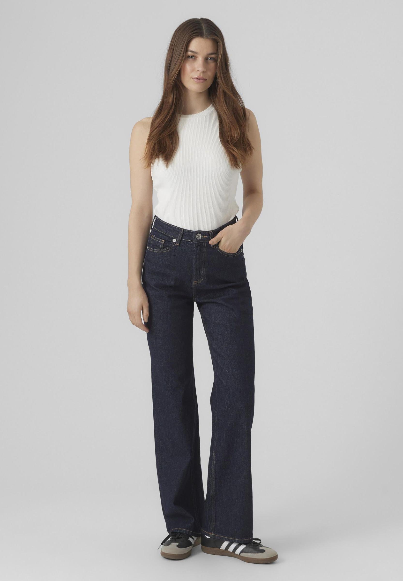Vero Moda VMTESSA HR RA369 GA - Trousers - dark blue denim detail rinse/dark-blue denim