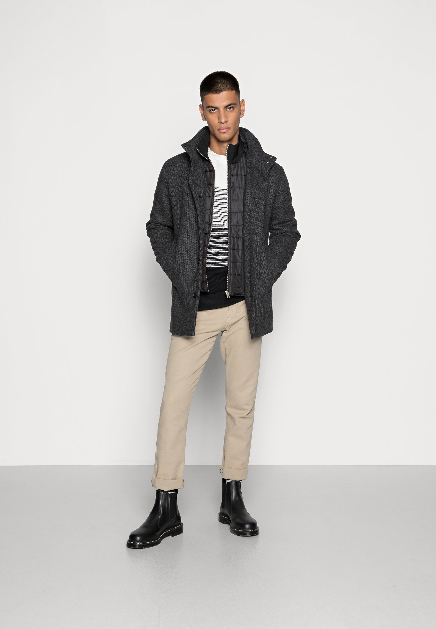 Jack &Jones JJEDUNHAM SN - Short coat - dark grey melange/mottled dark grey