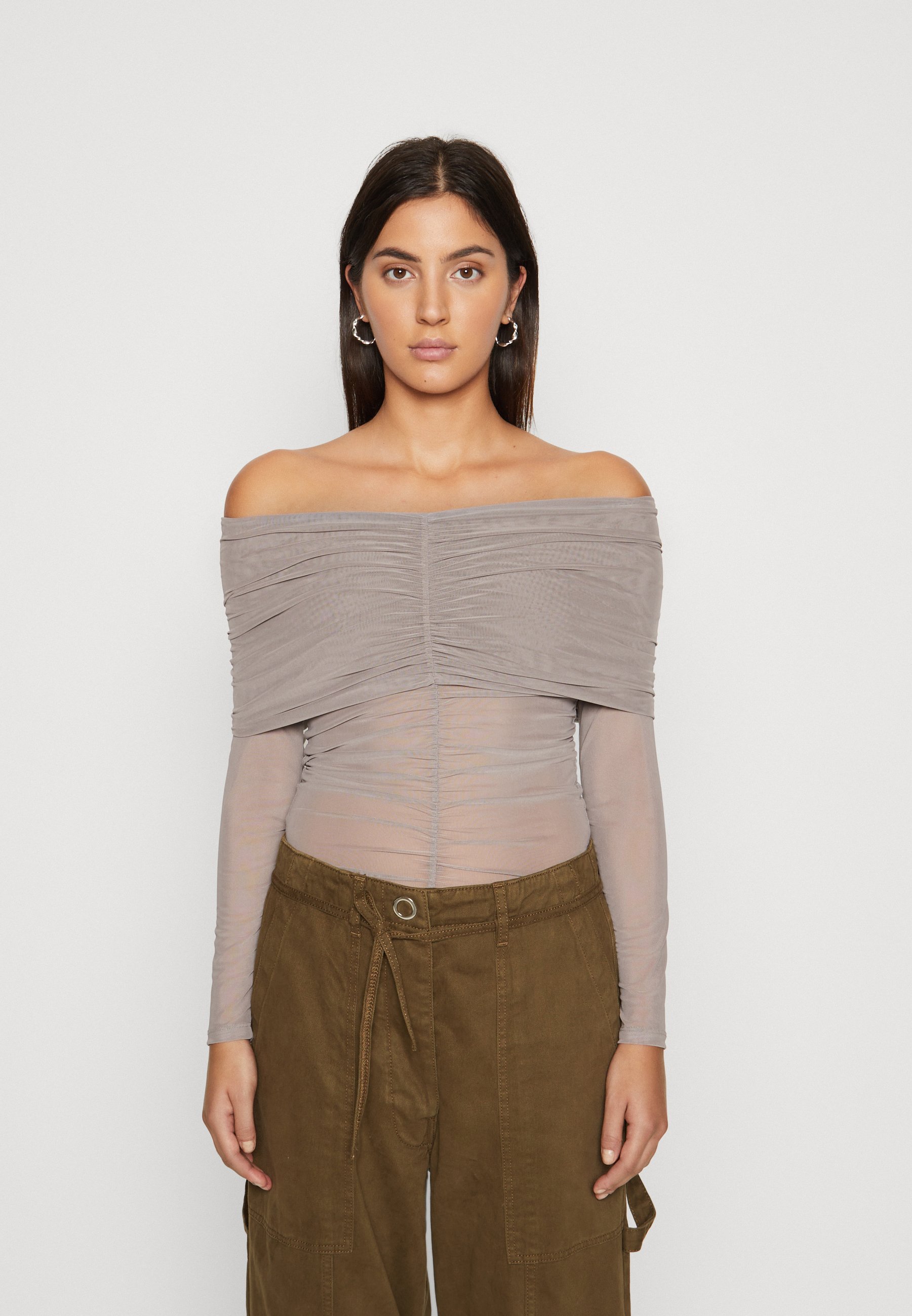 ONLY ONLMILAN OFFSHOULDER  - Long sleeved top - december sky/grey