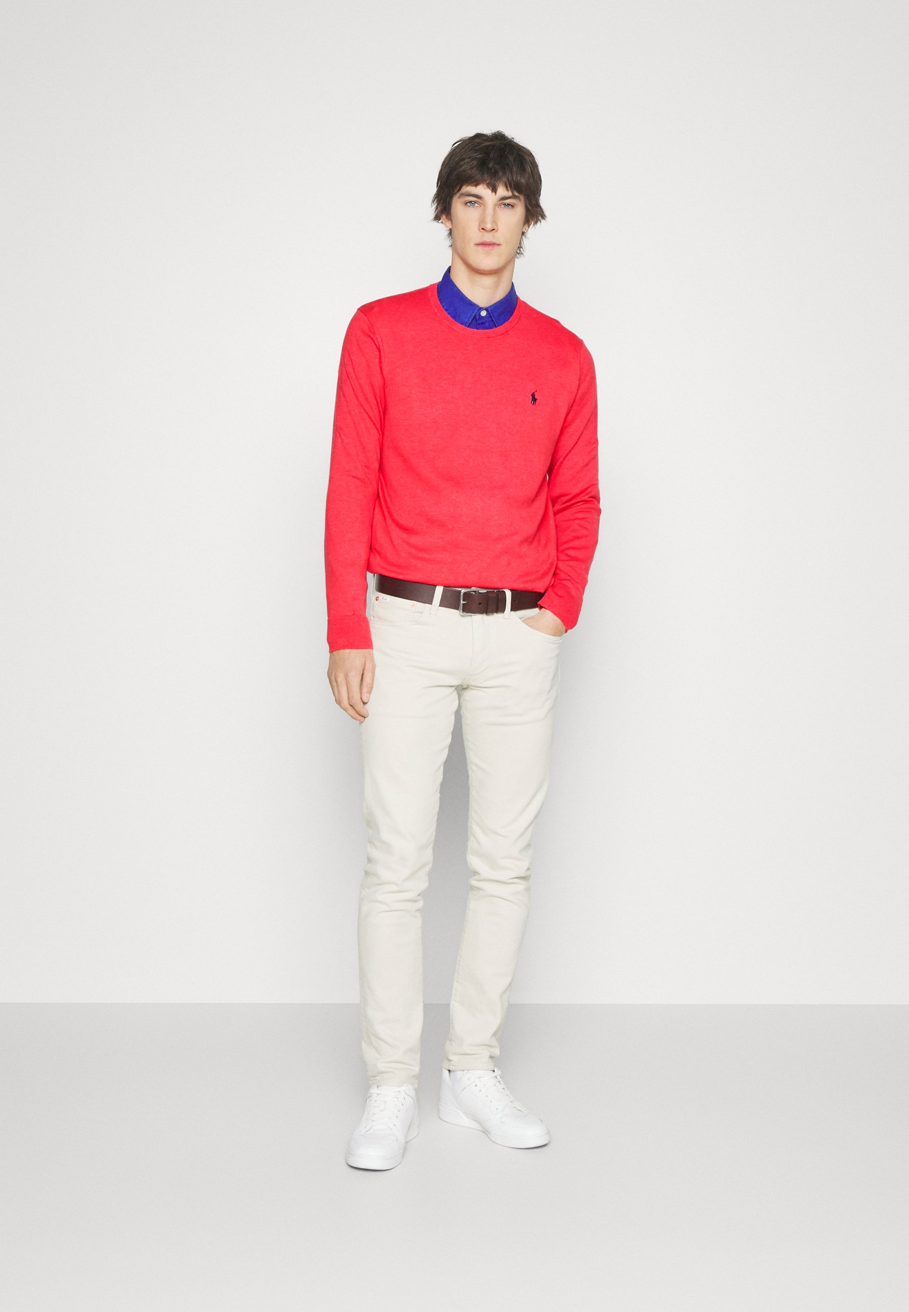 Polo Ralph Lauren SLIM FIT TEXTURED COTTON JUMPER - Jumper - rosette/light pink