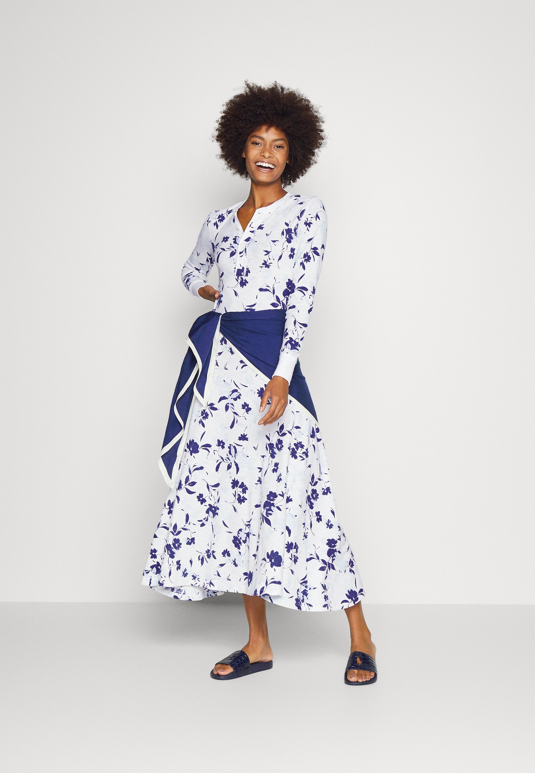 Polo Ralph Lauren LONG SLEEVE DAY DRESS - Jumper dress - multi-coloured/white