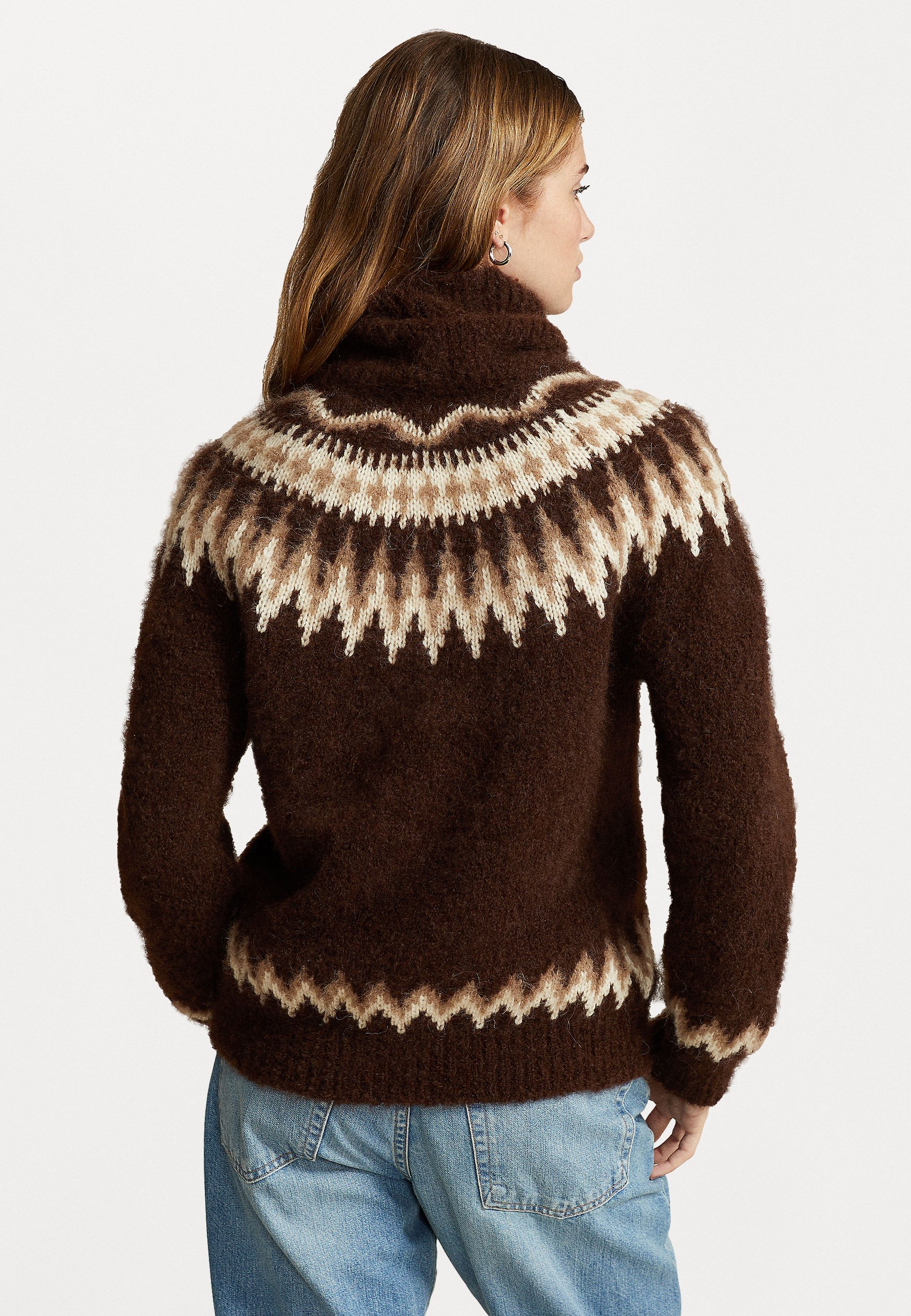 Polo Ralph Lauren LONG SLEEVE - Jumper - dark brown multi/brown