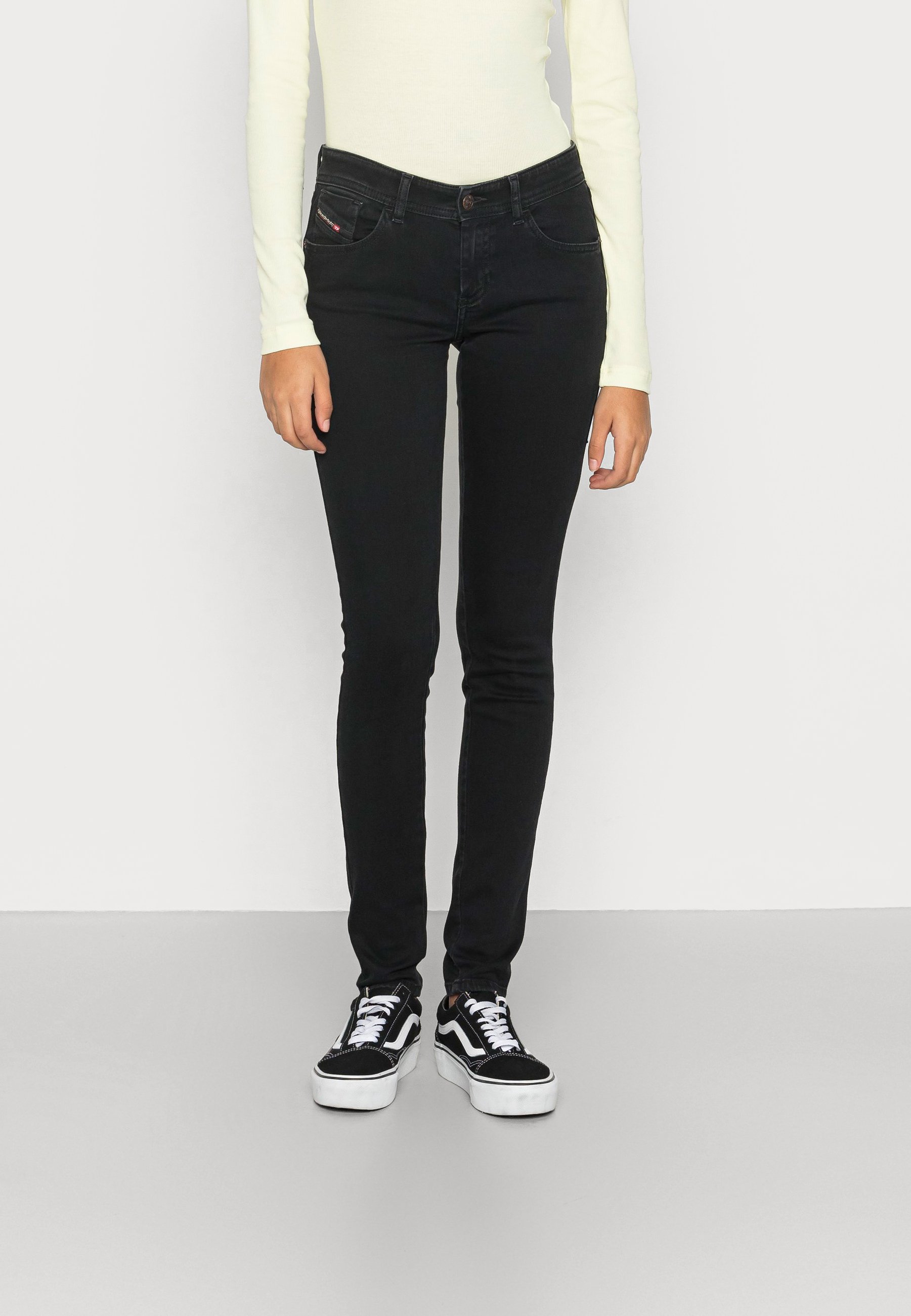 Diesel 2018 SLANDY-LOW DIESEL LIBRARY - Jeans Skinny Fit - black/gray/black denim