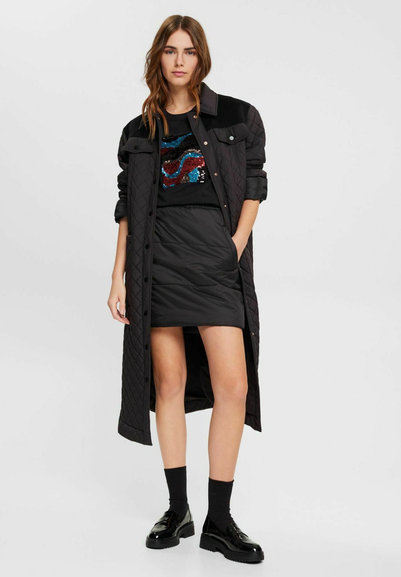 Esprit MIT PAILLETTENAPPLIKATION - Print T-shirt - black