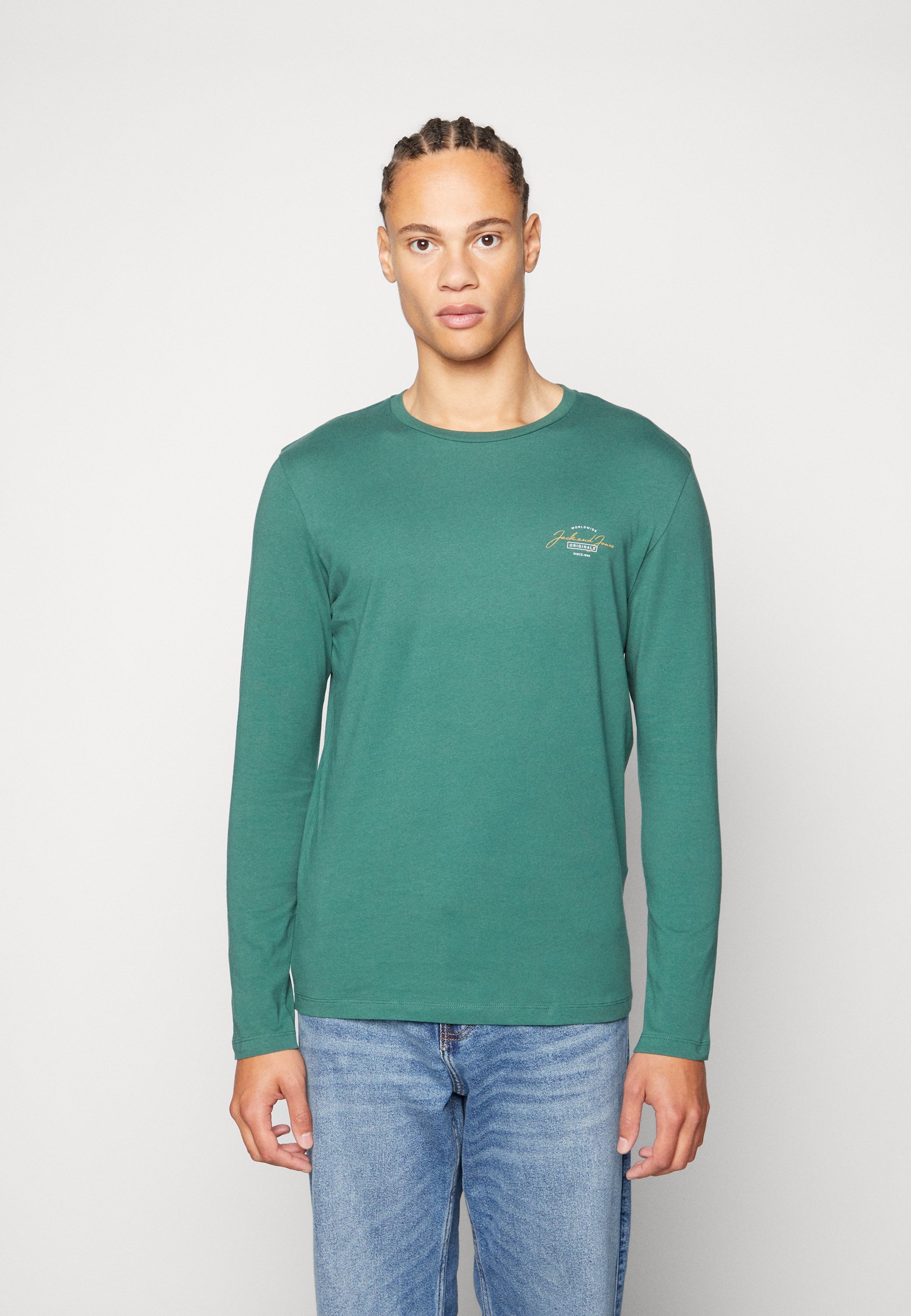 Jack &Jones JORFERRY LONGSLEEVE CREW NECK  - Long sleeved top - trekking green/dark green