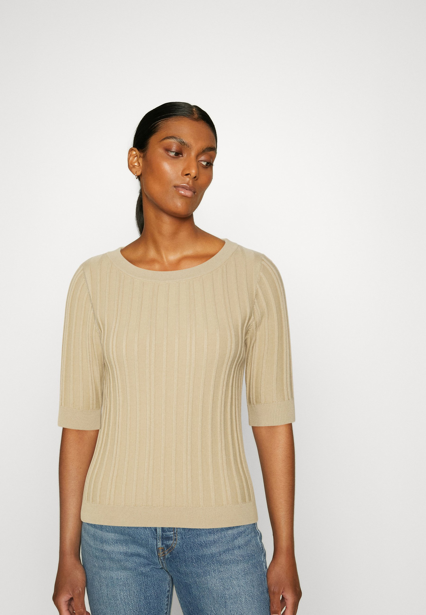 Esprit FITTE - Print T-shirt - sand/sand