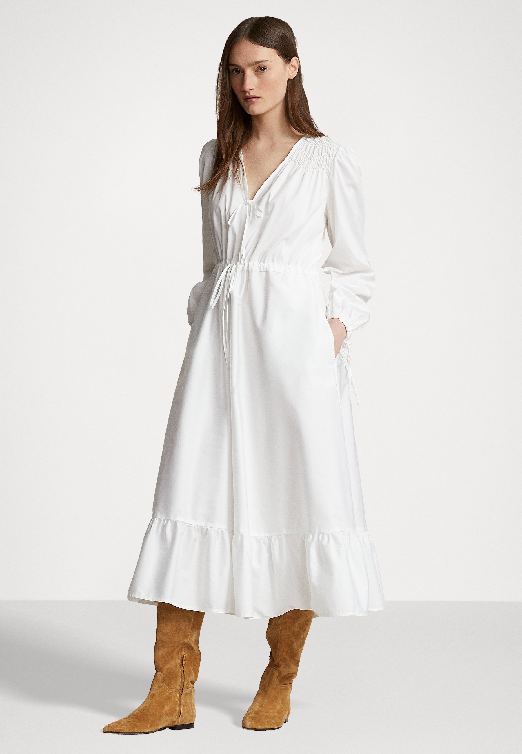 Polo Ralph Lauren ELEI LONG SLEEVE DAY DRESS - Day dress - white