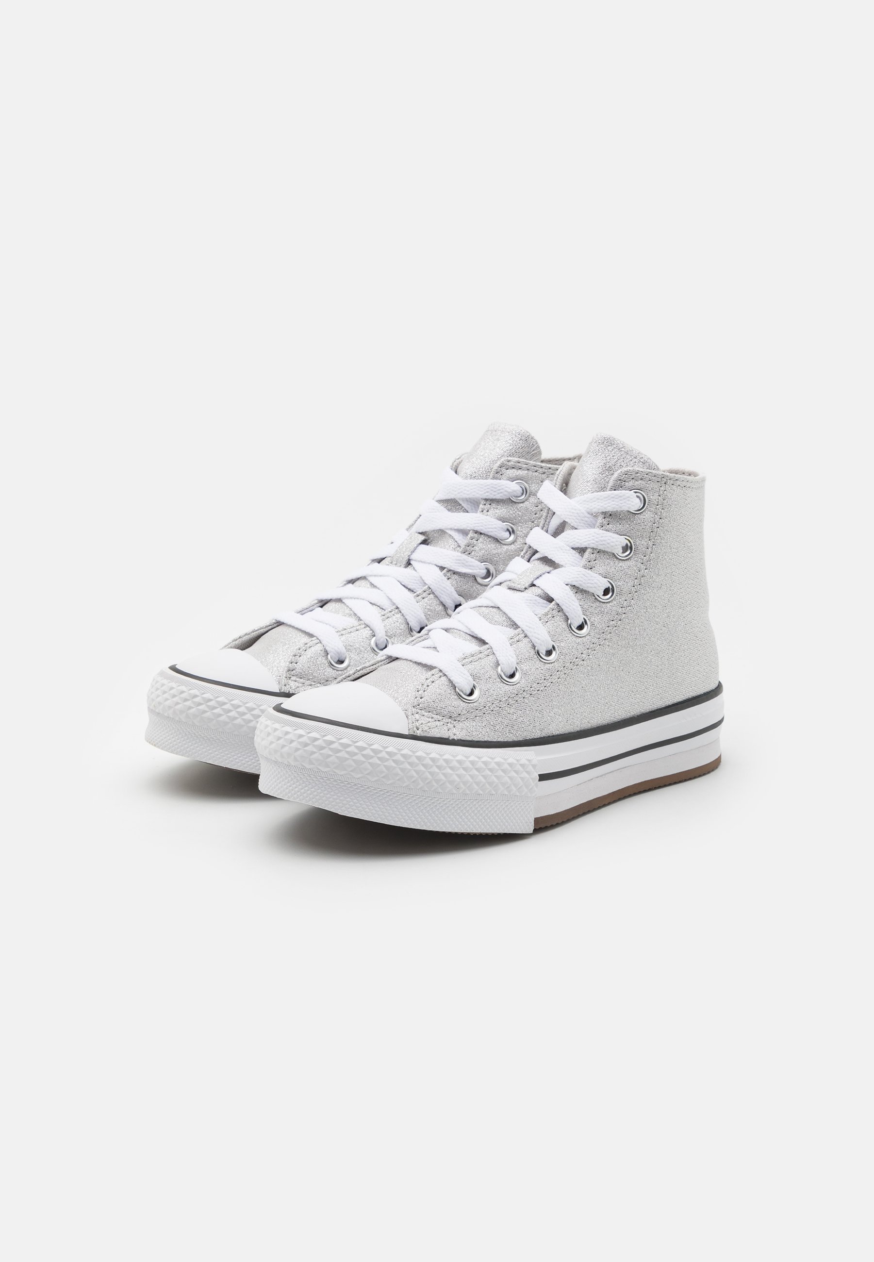 Converse CHUCK TAYLOR ALL STAR LIFT PLATFORM PRISM GLITTER UNISEX - High-top trainers - mouse/white/black/silver-coloured