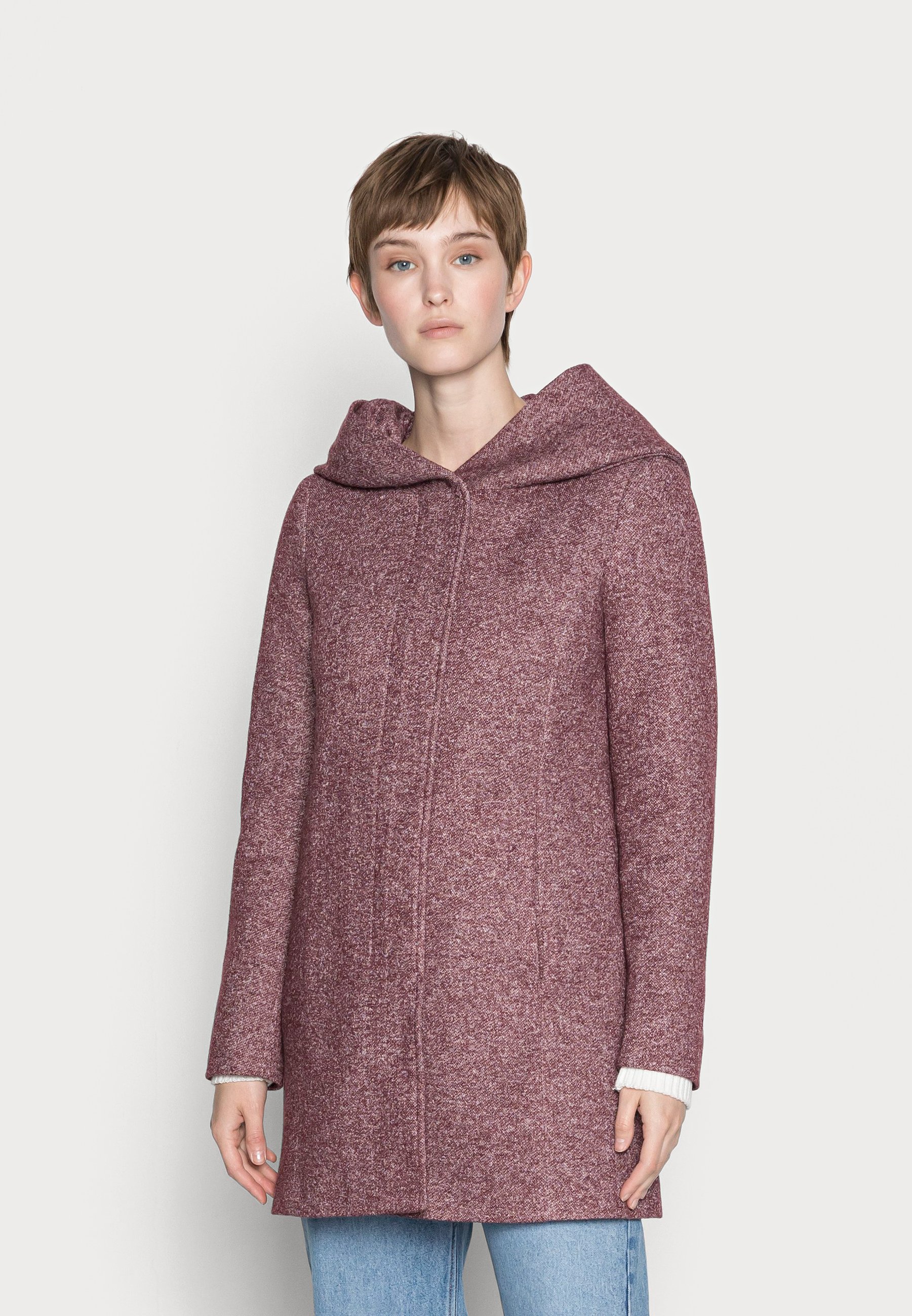 Vero Moda DONA LS GA NOOS - Short coat - port royale/mottled bordeaux