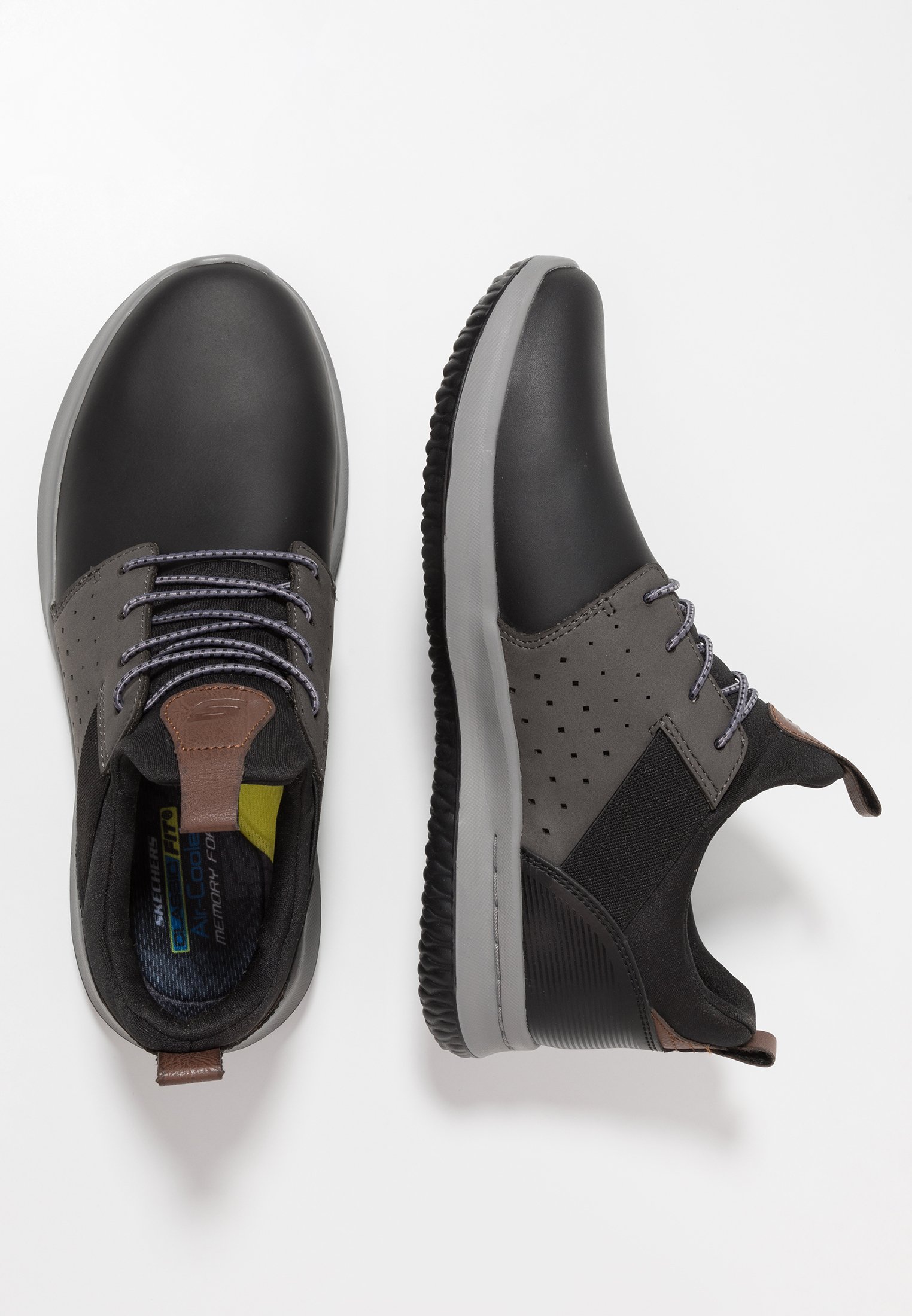 Skechers DELSON AXTON - Slip-ons - black/gray/black