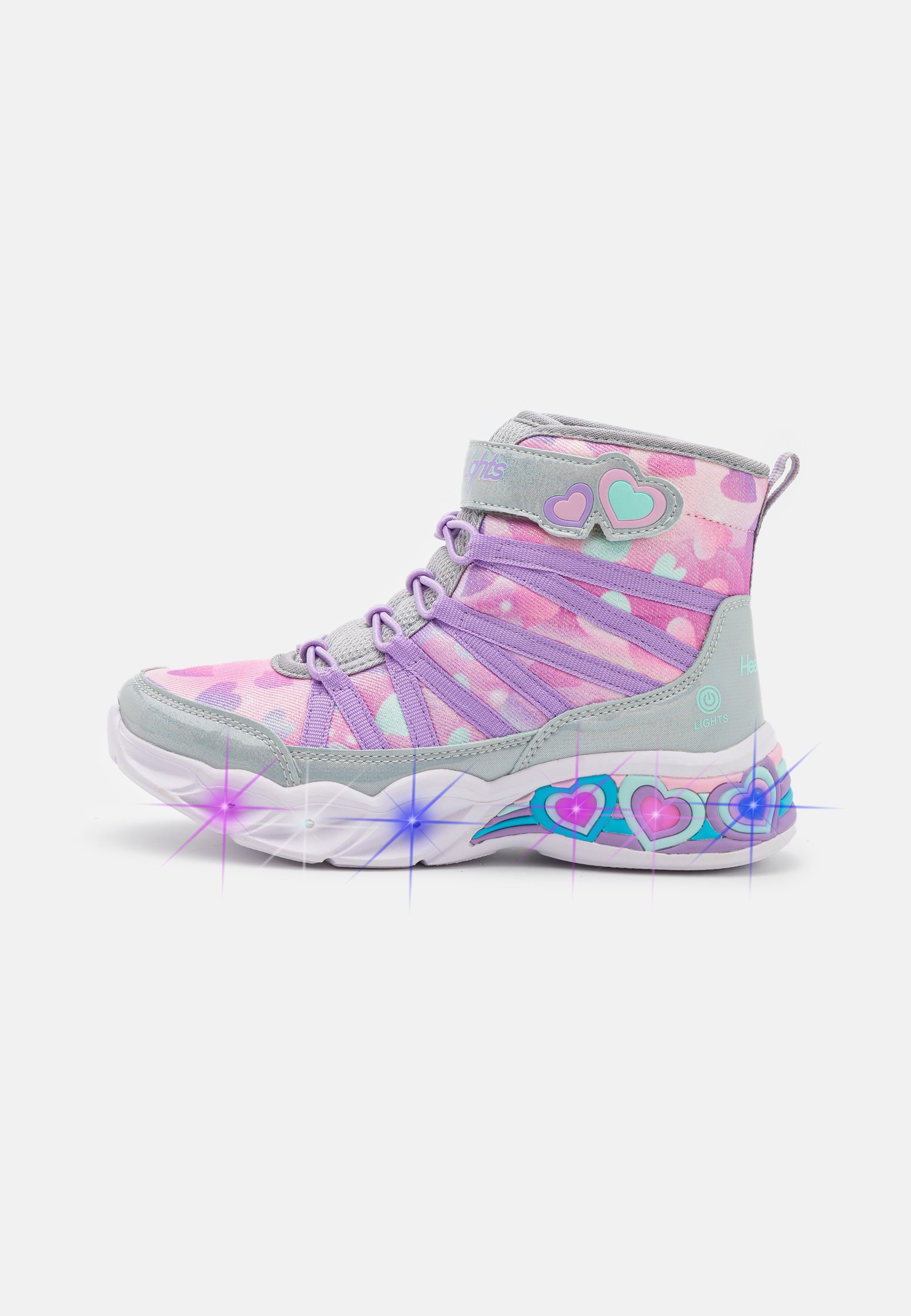 Skechers LIGHTED BOW BUNGEE HEART DETAILS - Classic ankle boots - silver/multi-coloured/silver-coloured