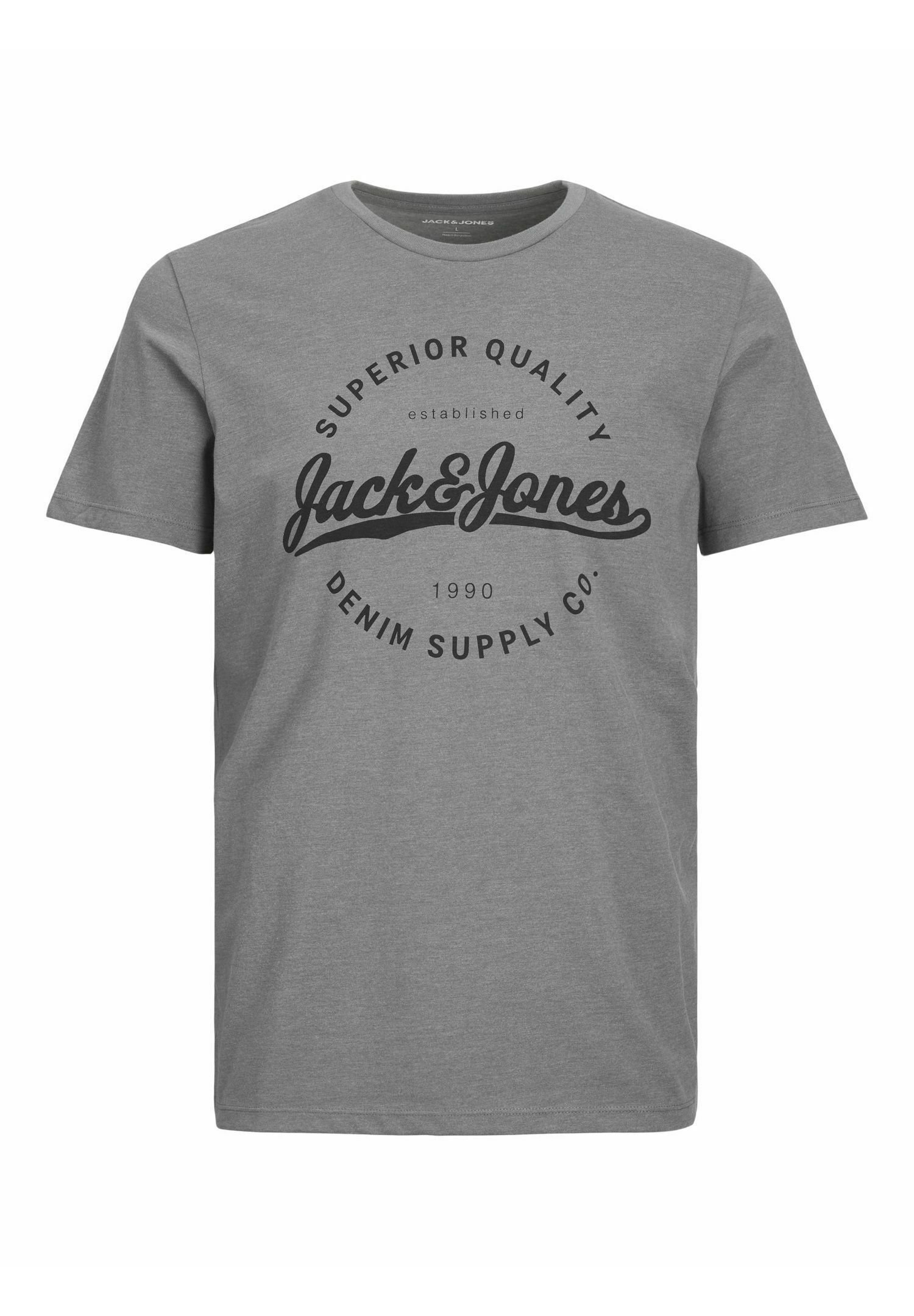Jack &Jones KURZARM MIT FRONTPRINT - Print T-shirt - grau/grey