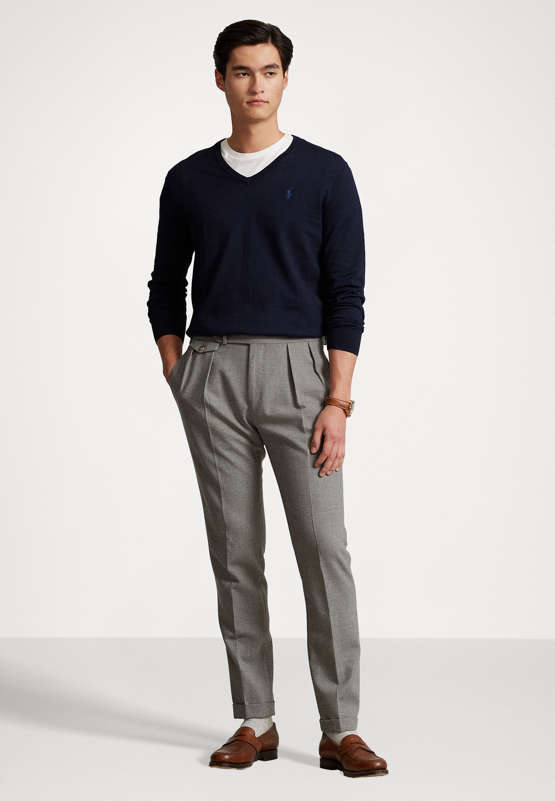 Polo Ralph Lauren SLIM FIT V NECK - Jumper - hunter navy/dark blue