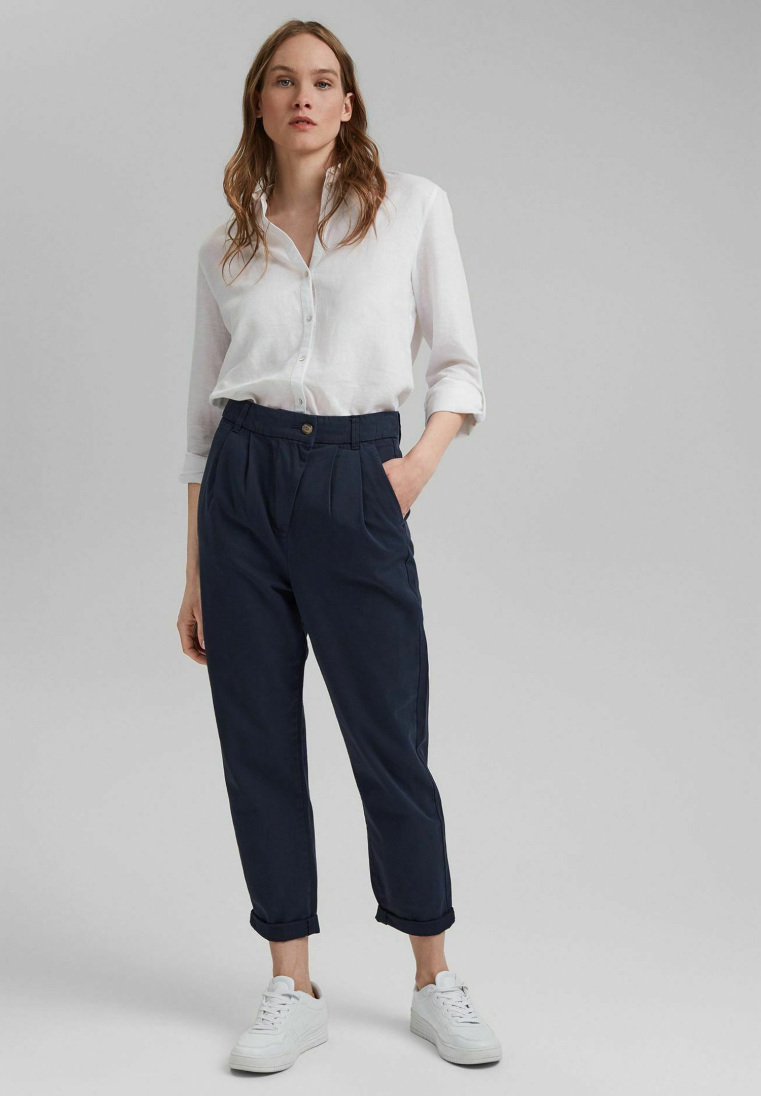 Esprit WITH HIGH RISE WAIST - Chinos - navy/dark blue