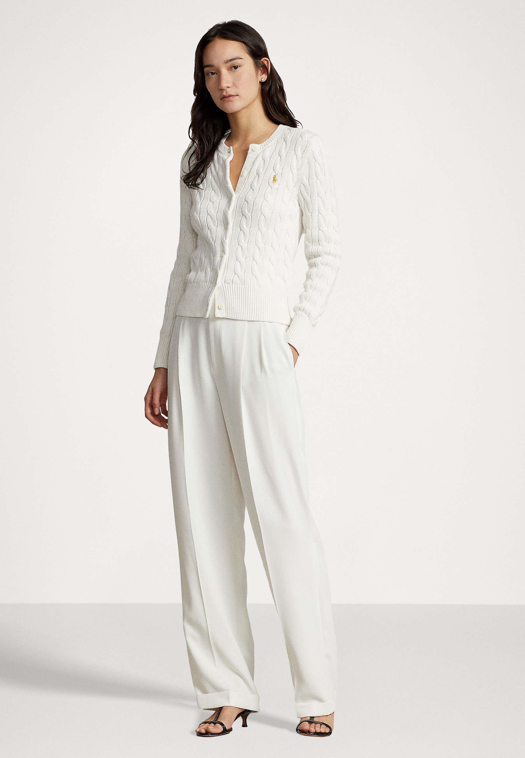 Polo Ralph Lauren LONG SLEEVE CARDIGAN - Cardigan - nevis/white
