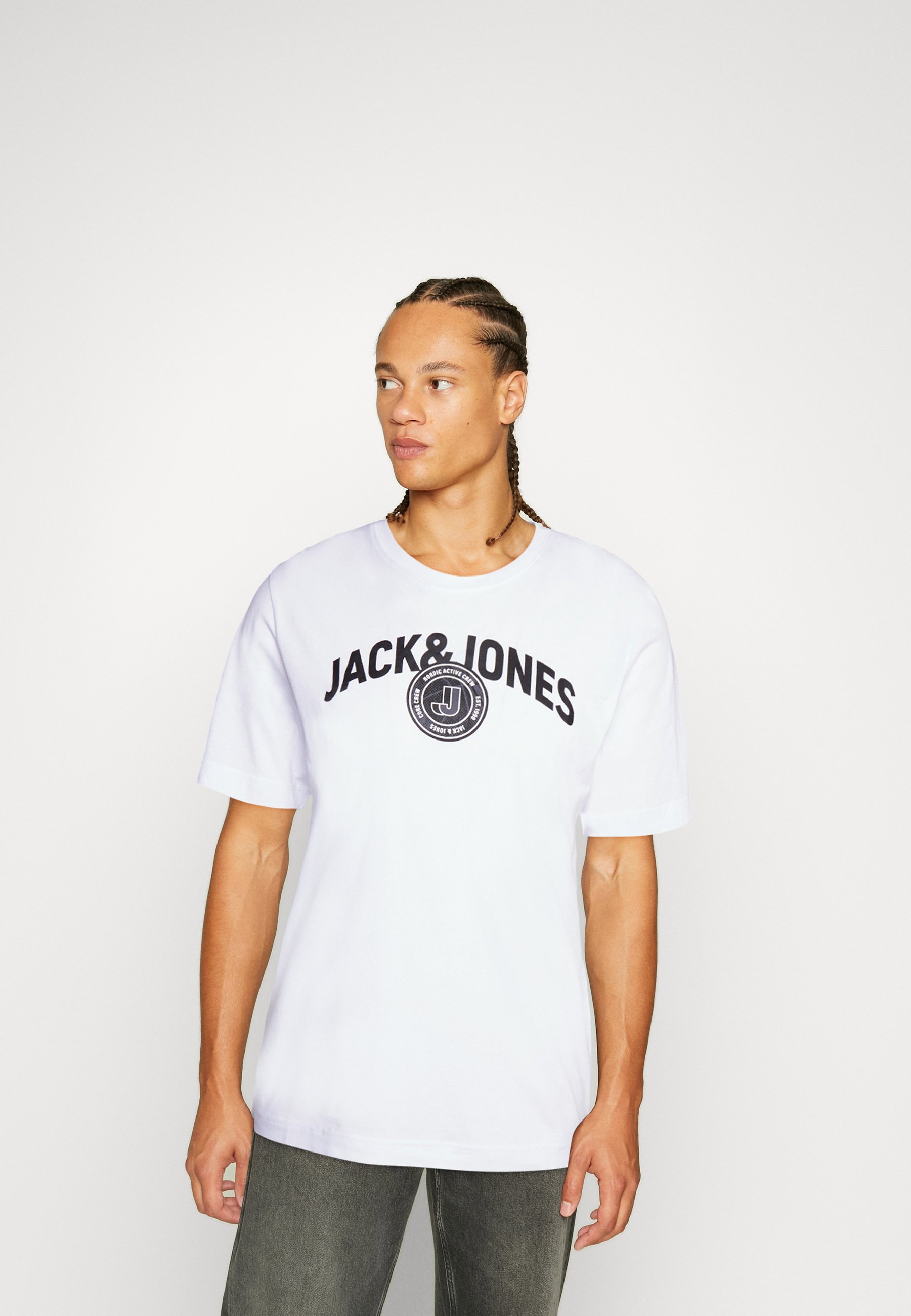 Jack &Jones JCOOUNCE LOGO TEE CREW NECK - Print T-shirt - white