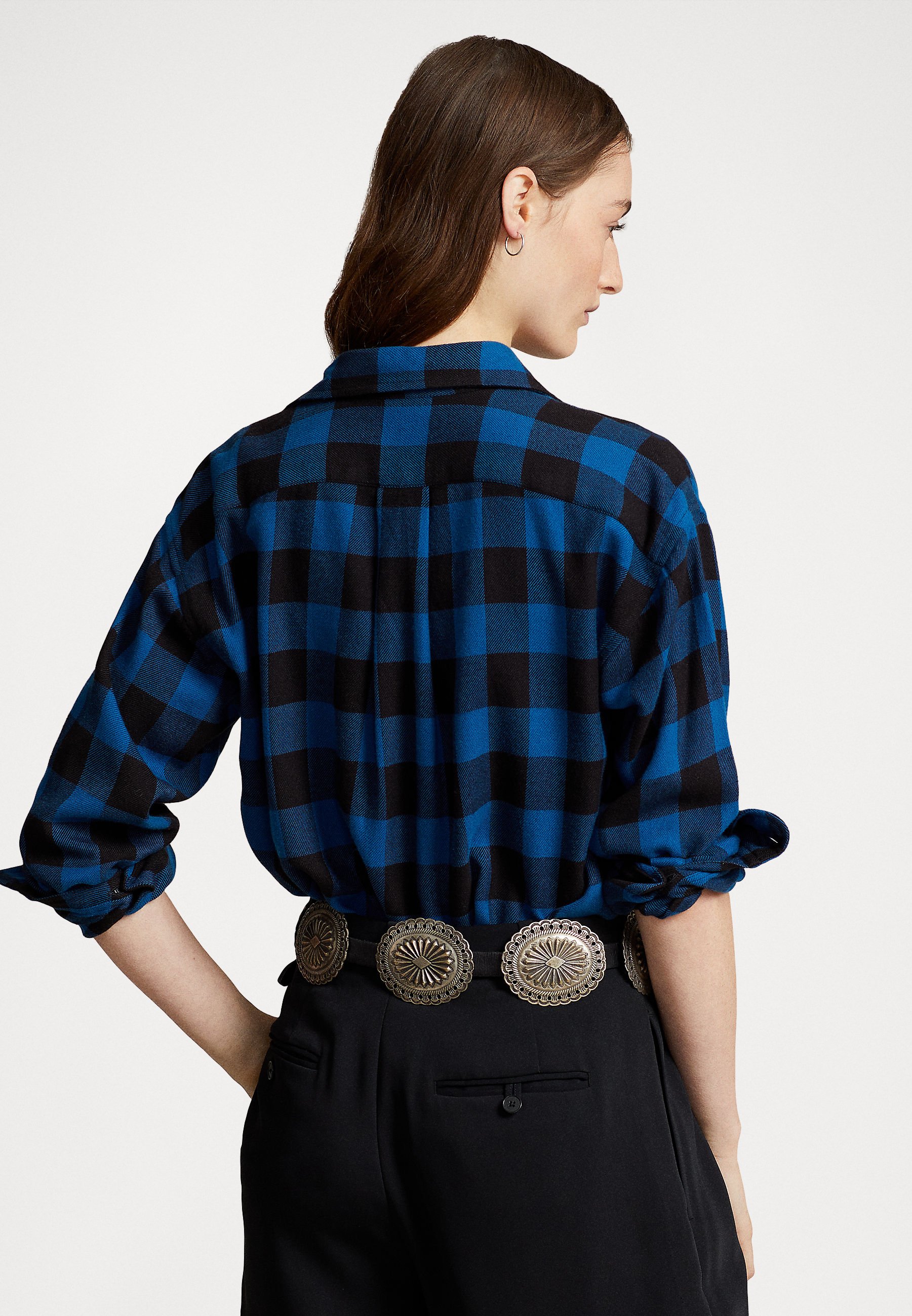 Polo Ralph Lauren LONG SLEEVE BUTTON FRONT SHIRT - Button-down blouse - blue/black/royal blue