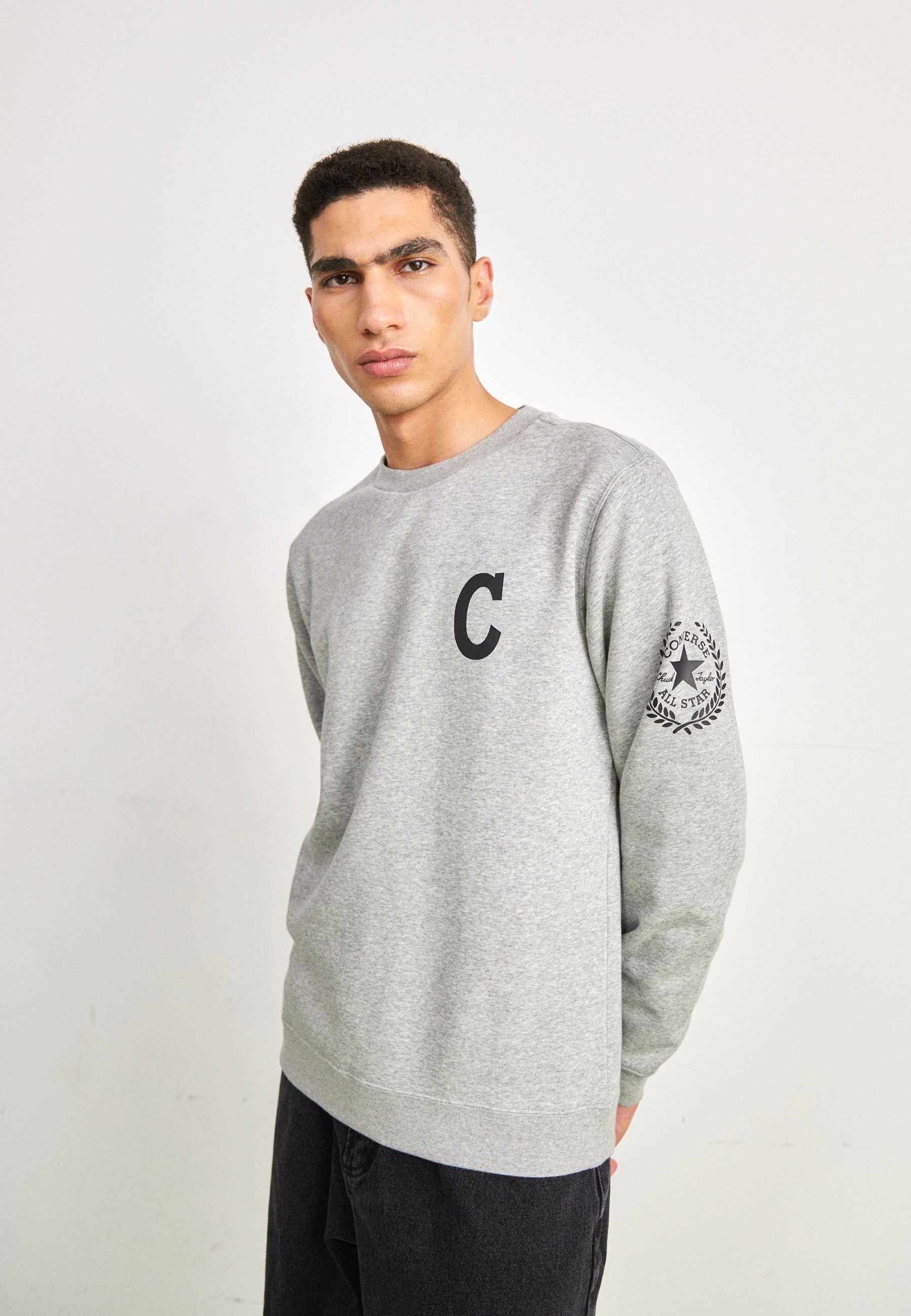 Converse CHUCK RETRO GRAPHIC CREW UNISEX - Sweatshirt - vintage grey heather/light grey