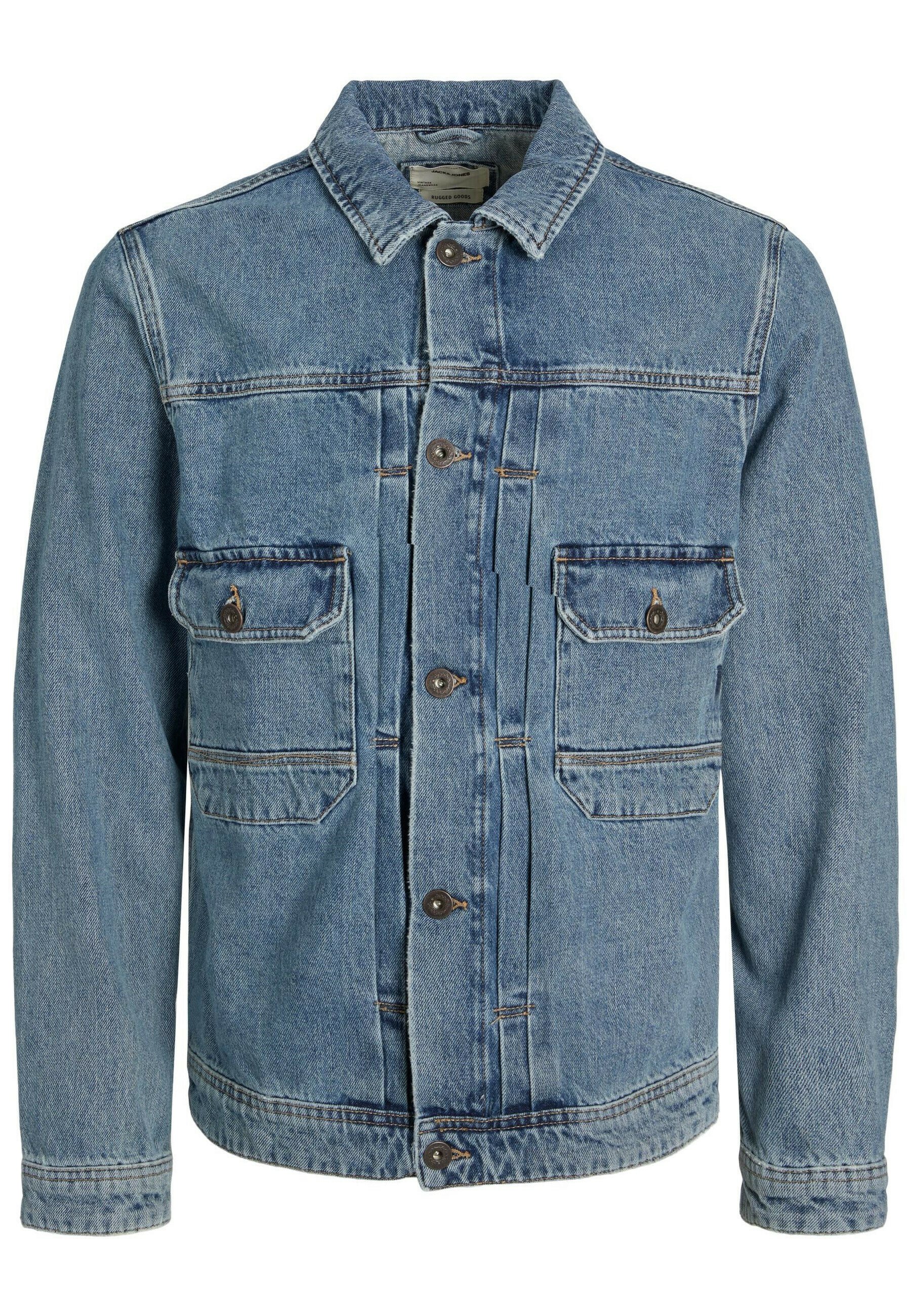 Jack &Jones KEVIN MIT UMLEGEKRAGEN BRUSTTASCH - Denim jacket - blau/light-blue denim