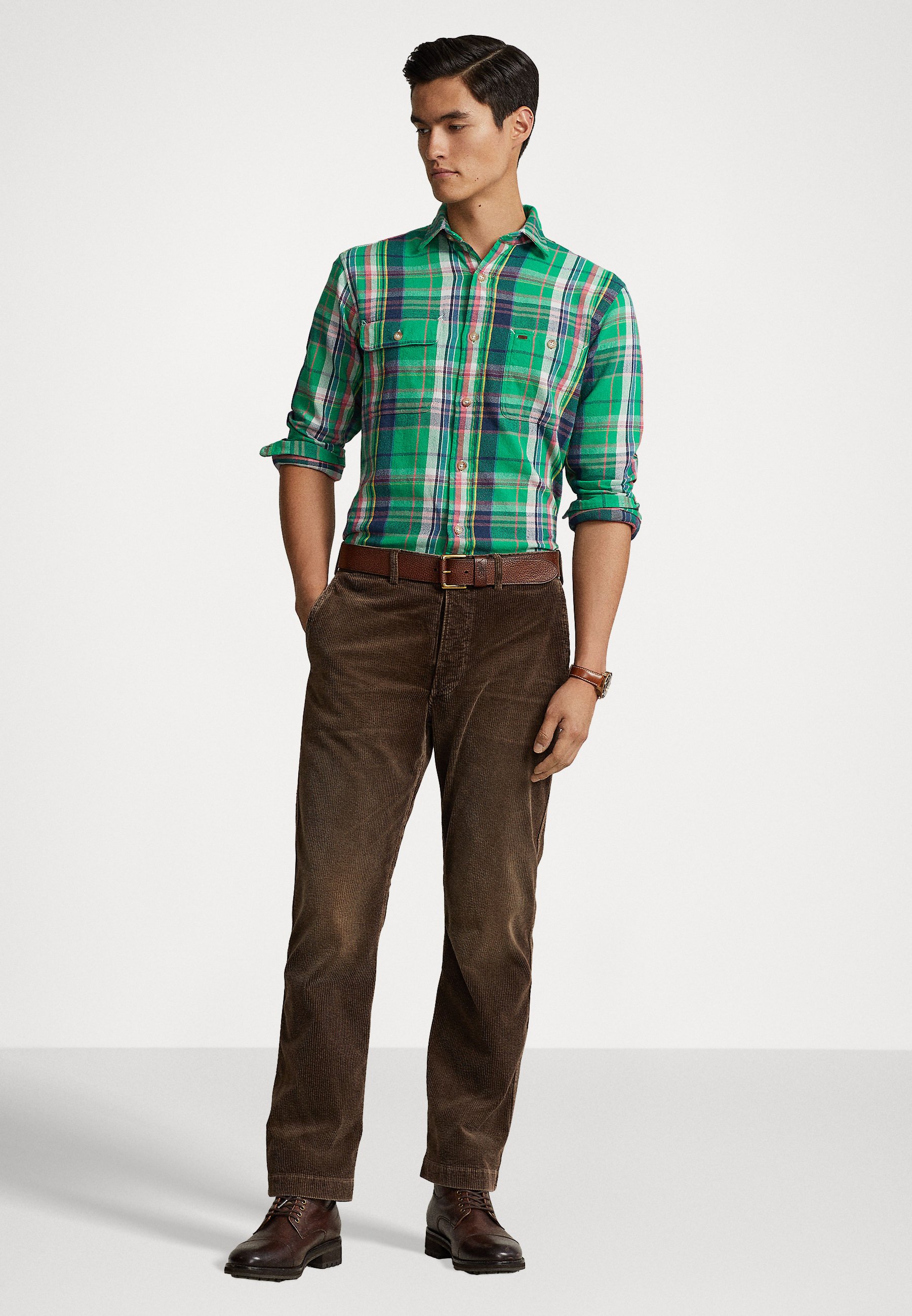 Polo Ralph Lauren LONG SLEEVE - Shirt - green/navy multi/multi-coloured