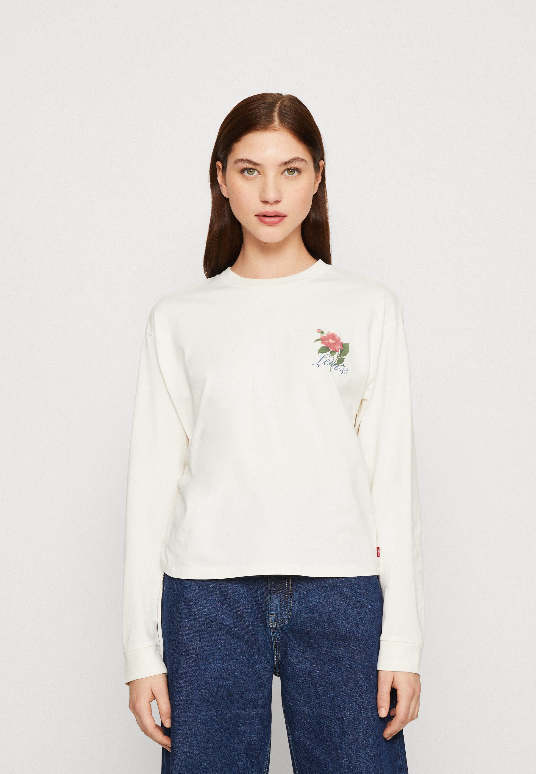 Levi's® GRAPHIC CINCHED TEE - Long sleeved top - super natural tofu/white