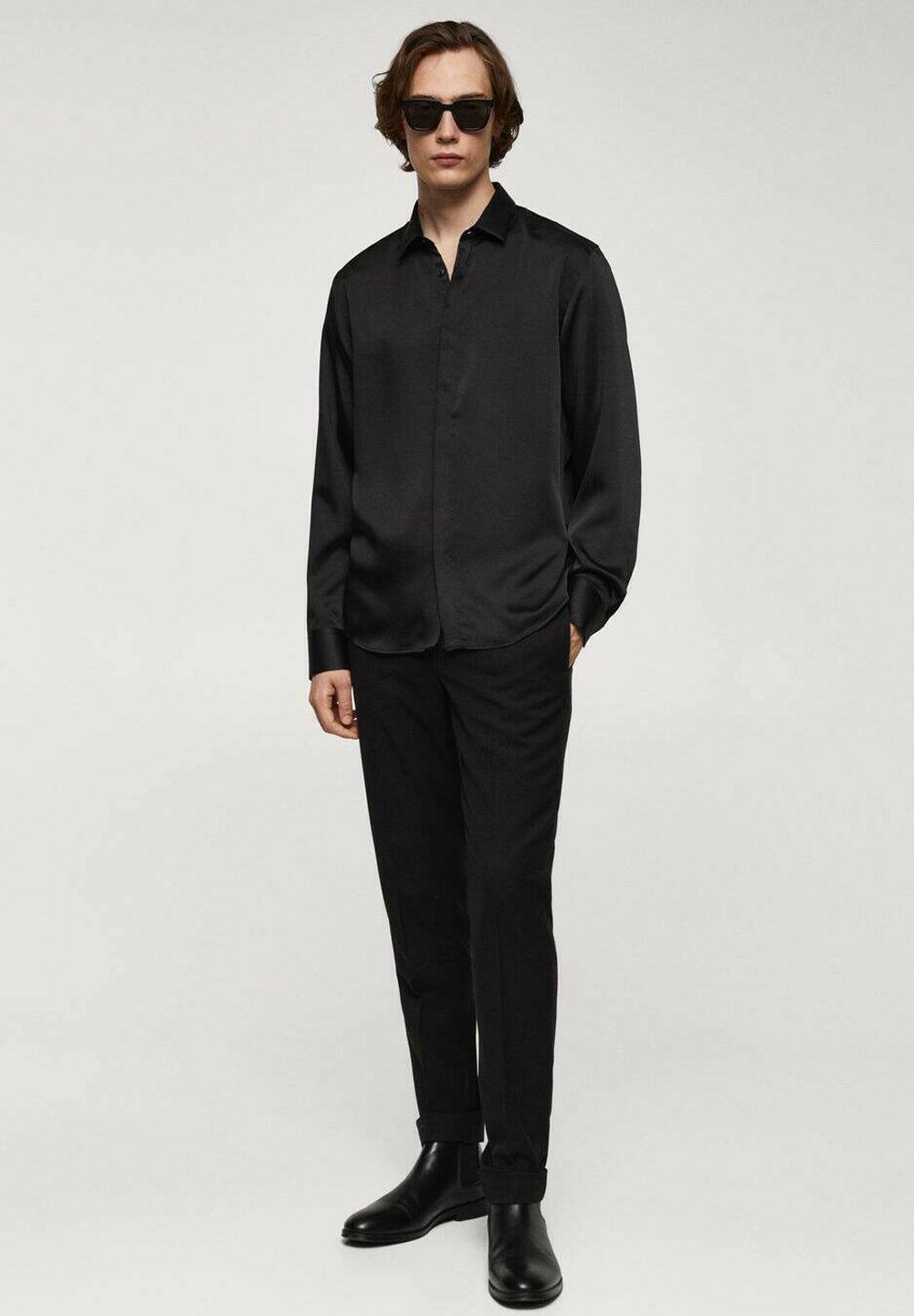 Mango SATINE - Shirt - zwart/black