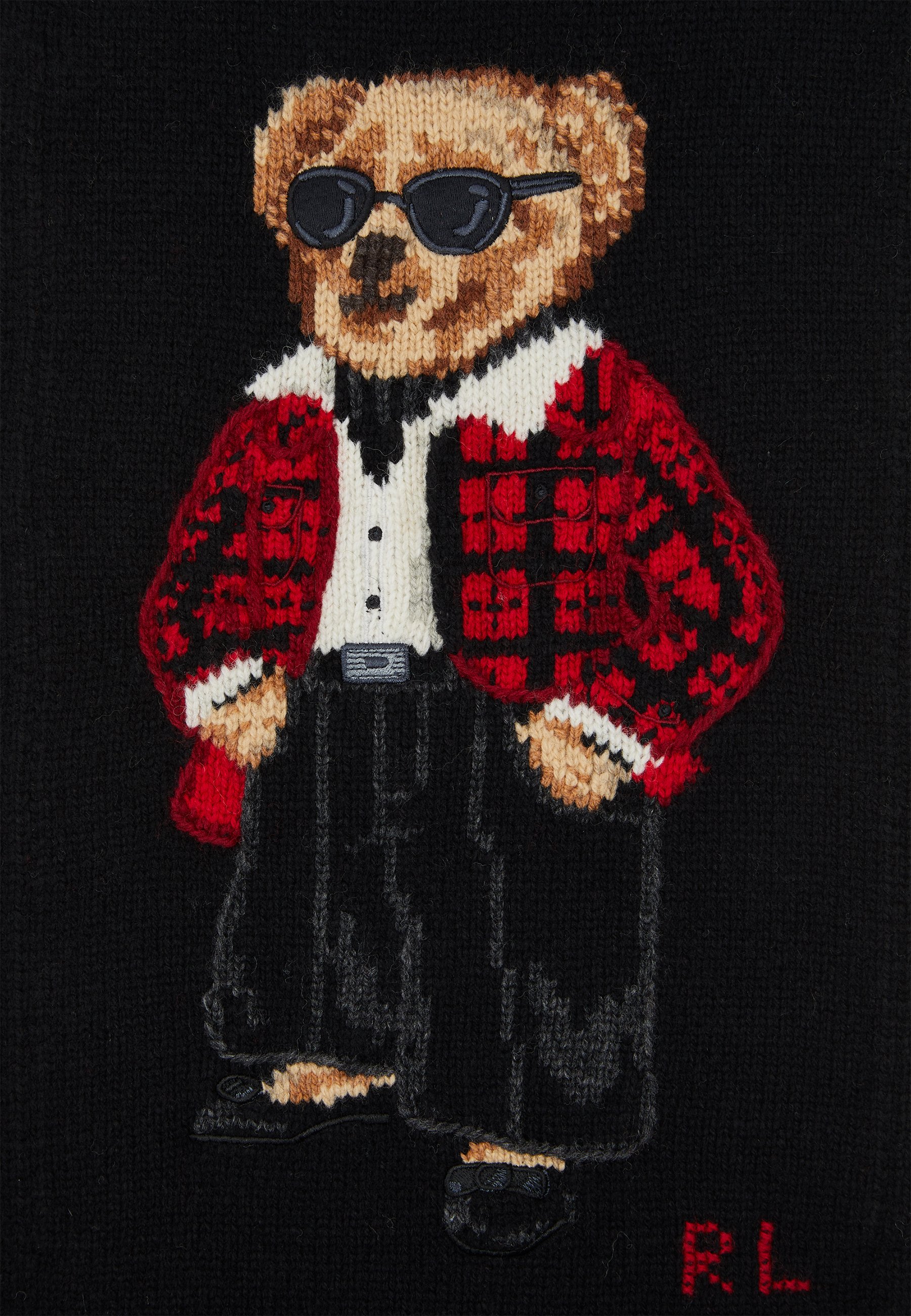 Polo Ralph Lauren BEAR SCARF - Scarf - black/multi-coloured/black