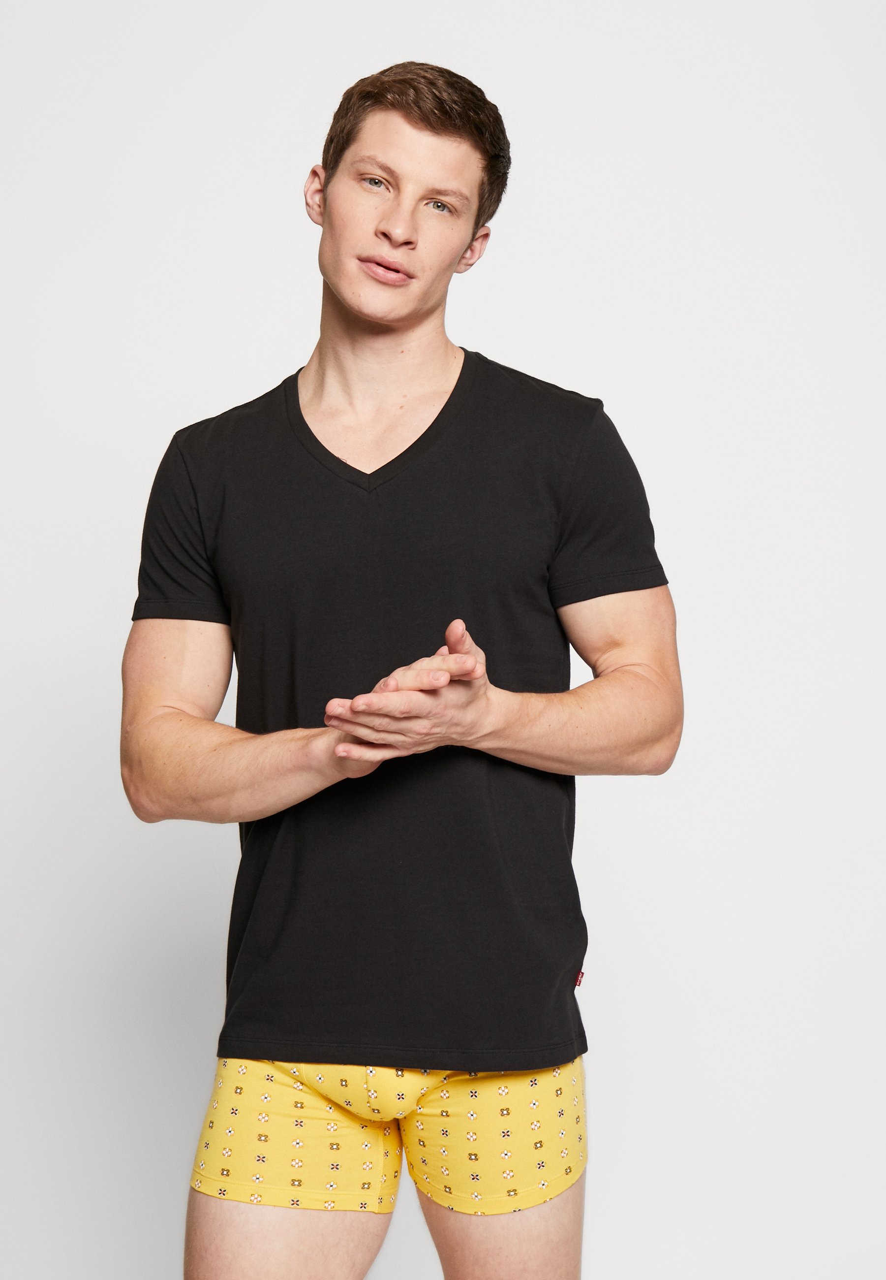 Levi's® MEN V-NECK 2 PACK - Undershirt - jet black/black