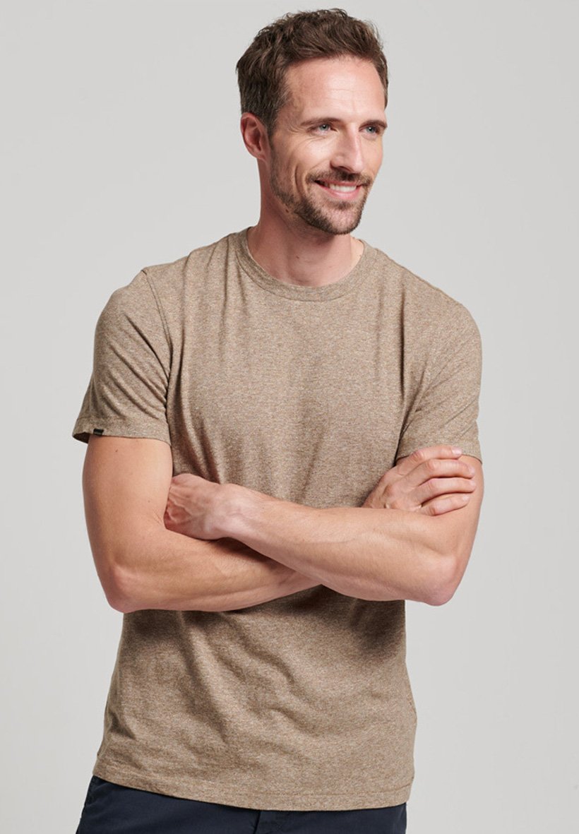 Superdry SLUB - Basic T-shirt - fossil brown grit/brown