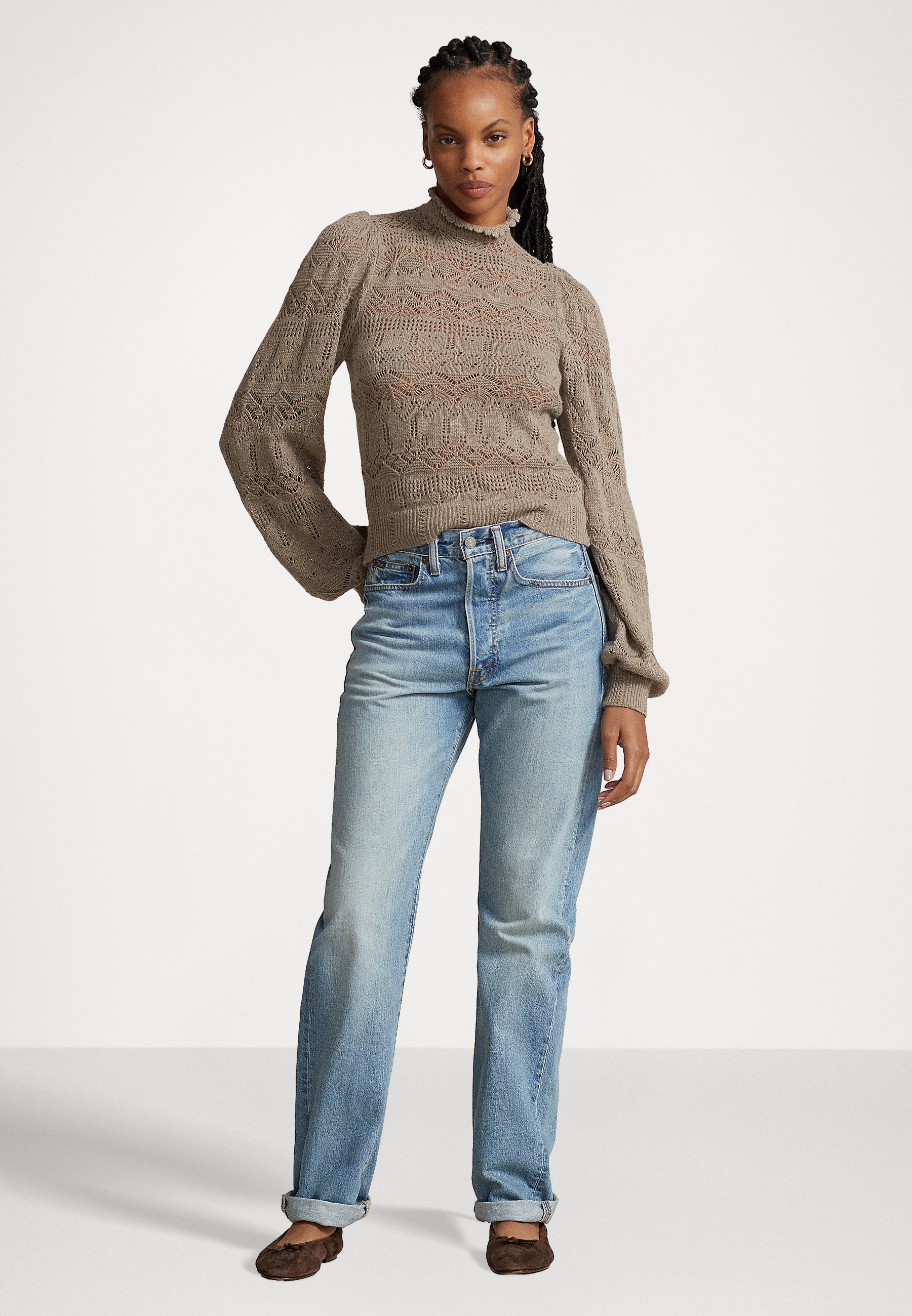 Polo Ralph Lauren LONG SLEEVE - Jumper - mushroom heather/brown
