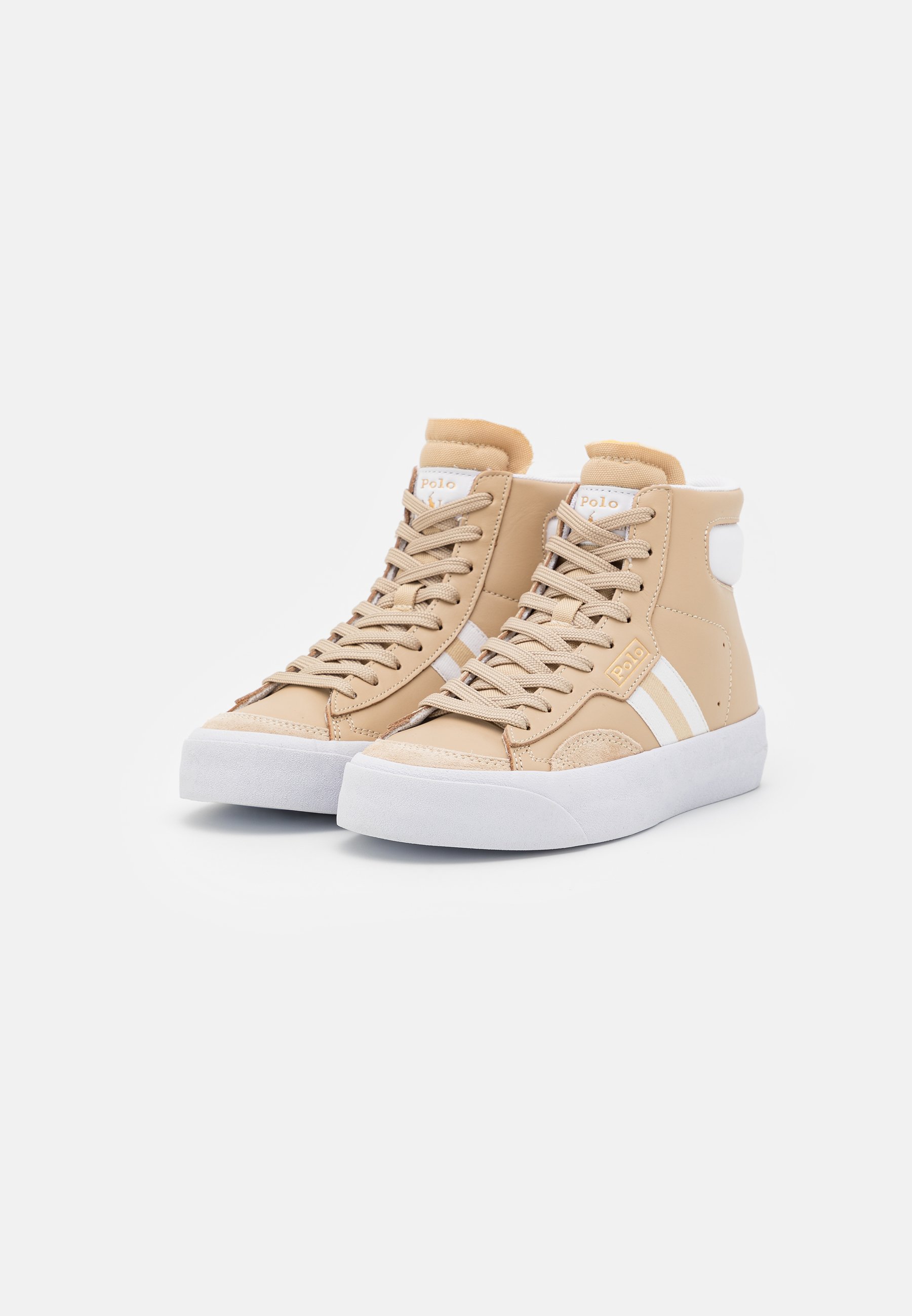 Polo Ralph Lauren COURT VULC MID - High-top trainers - dune tan/white/tan