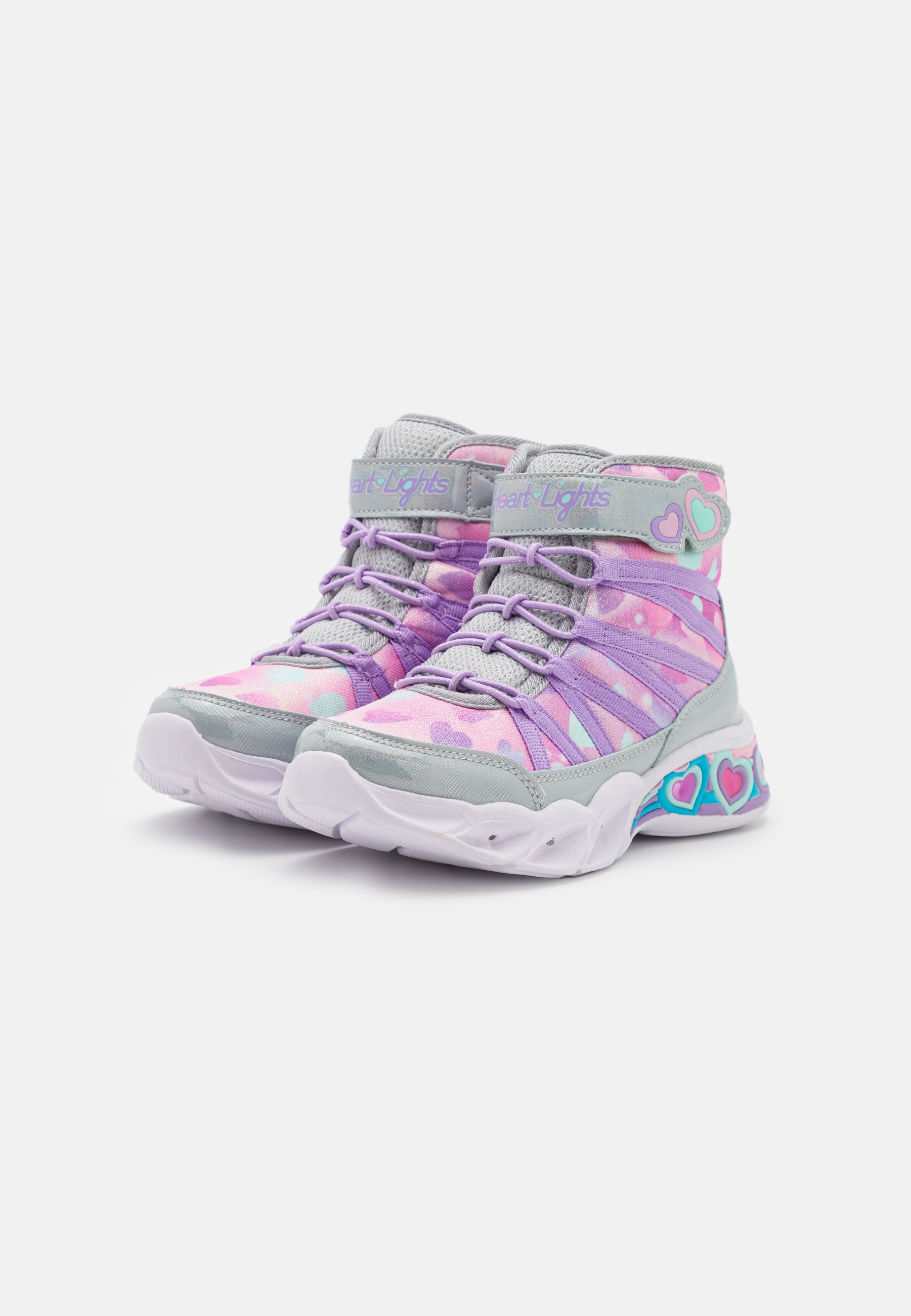 Skechers LIGHTED BOW BUNGEE HEART DETAILS - Classic ankle boots - silver/multi-coloured/silver-coloured