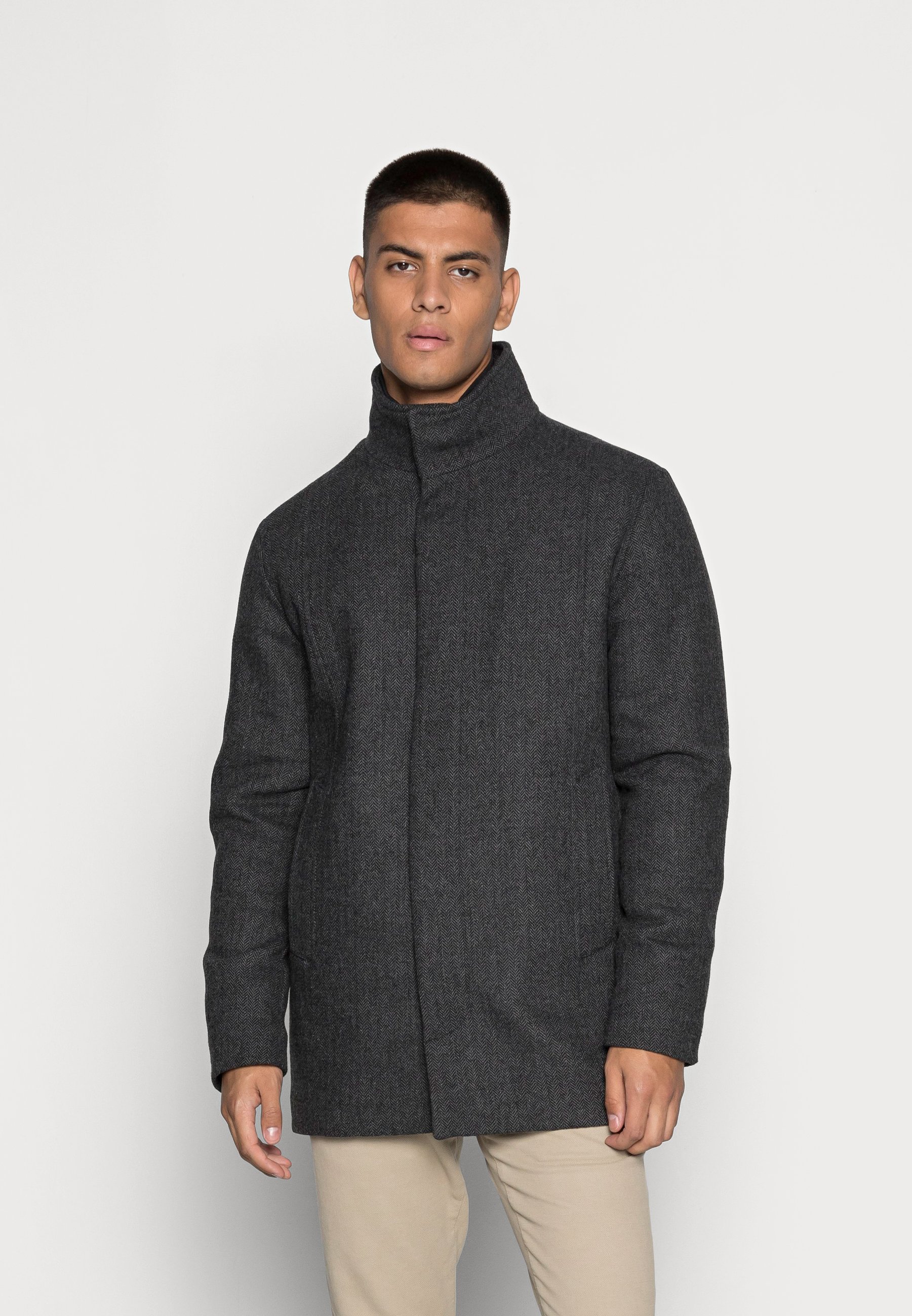 Jack &Jones JJEDUNHAM SN - Short coat - dark grey melange/mottled dark grey