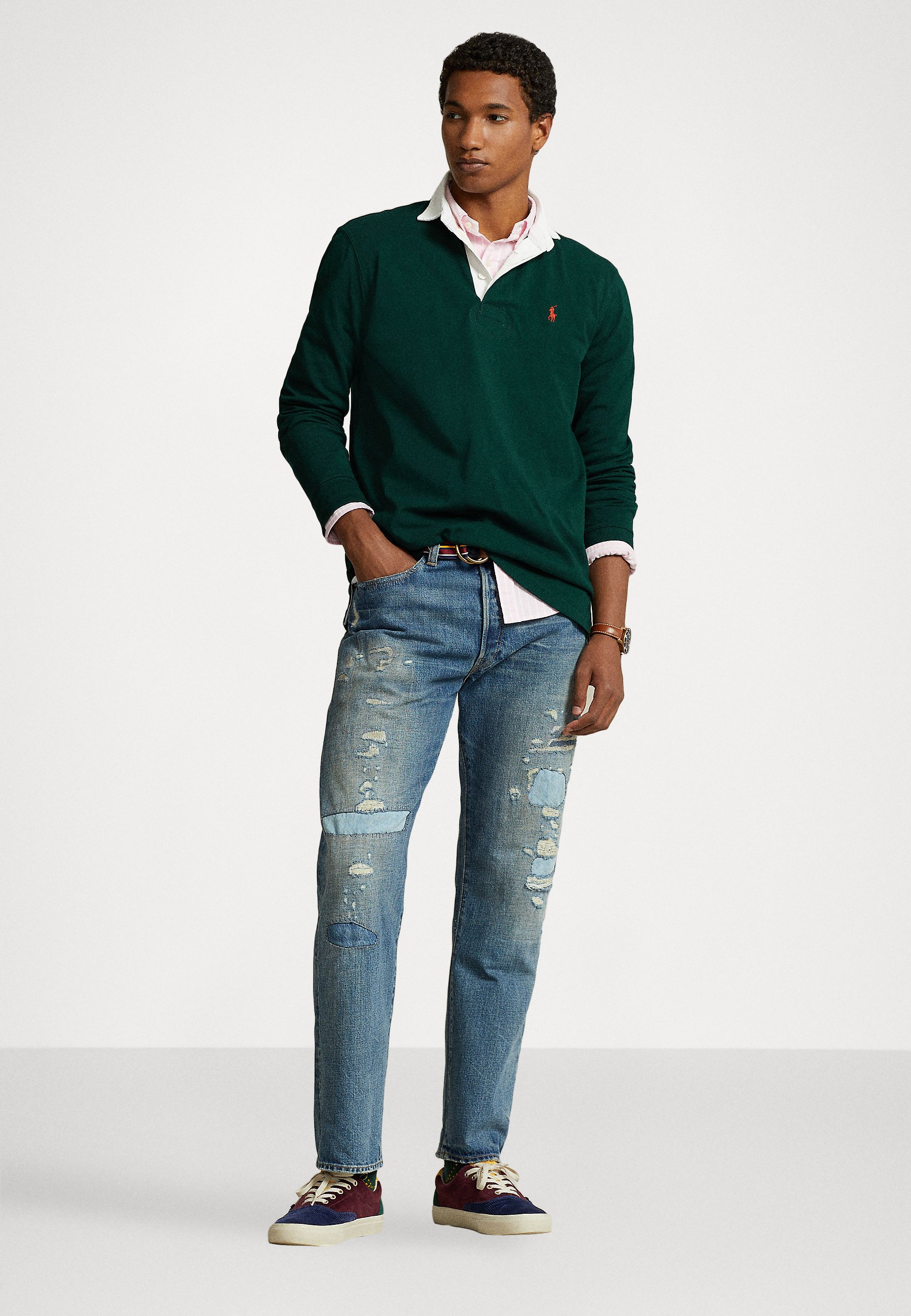 Polo Ralph Lauren RUGBY LONG SLEEVE - Polo shirt - hunt club green/green